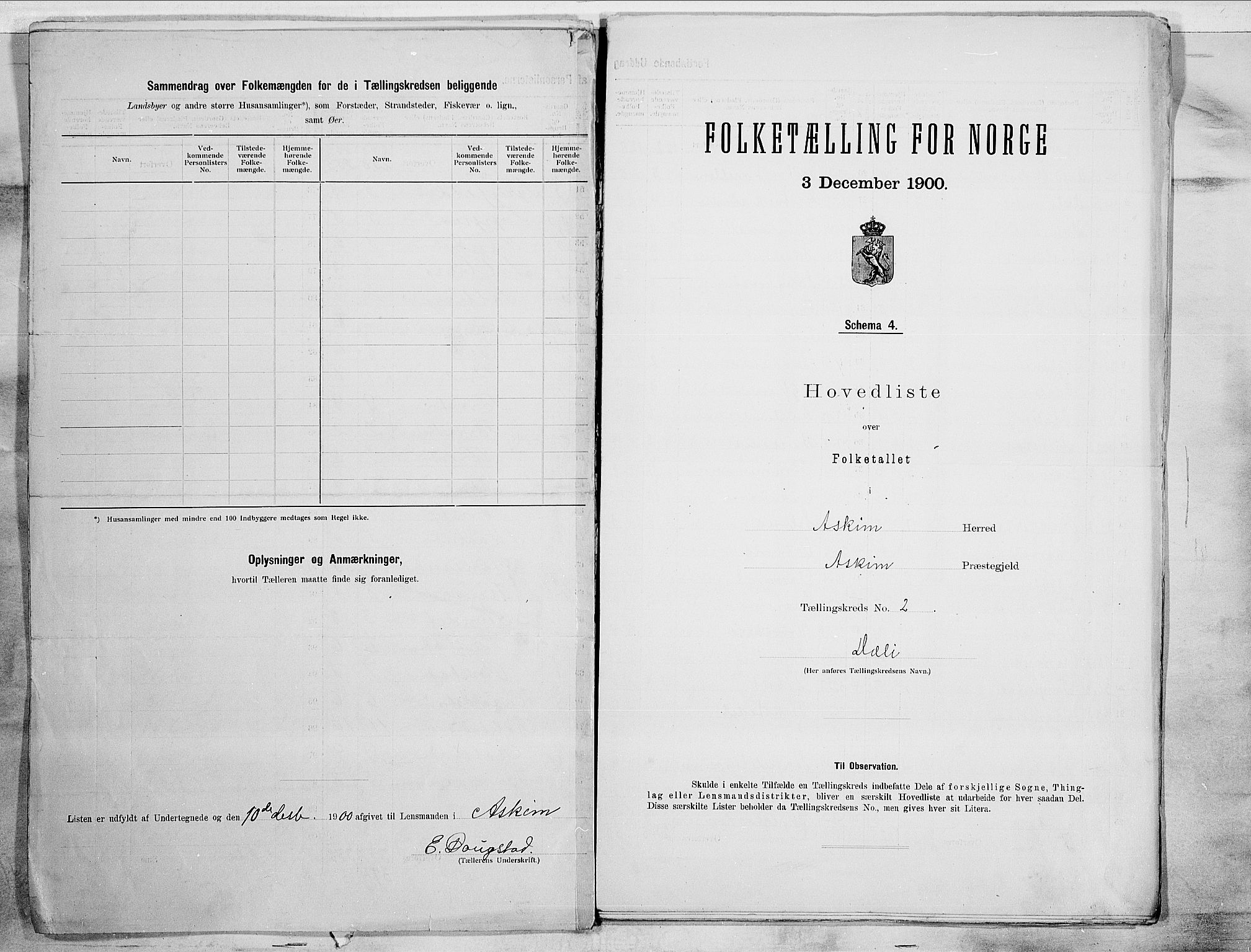 SAO, 1900 census for Askim, 1900, p. 6