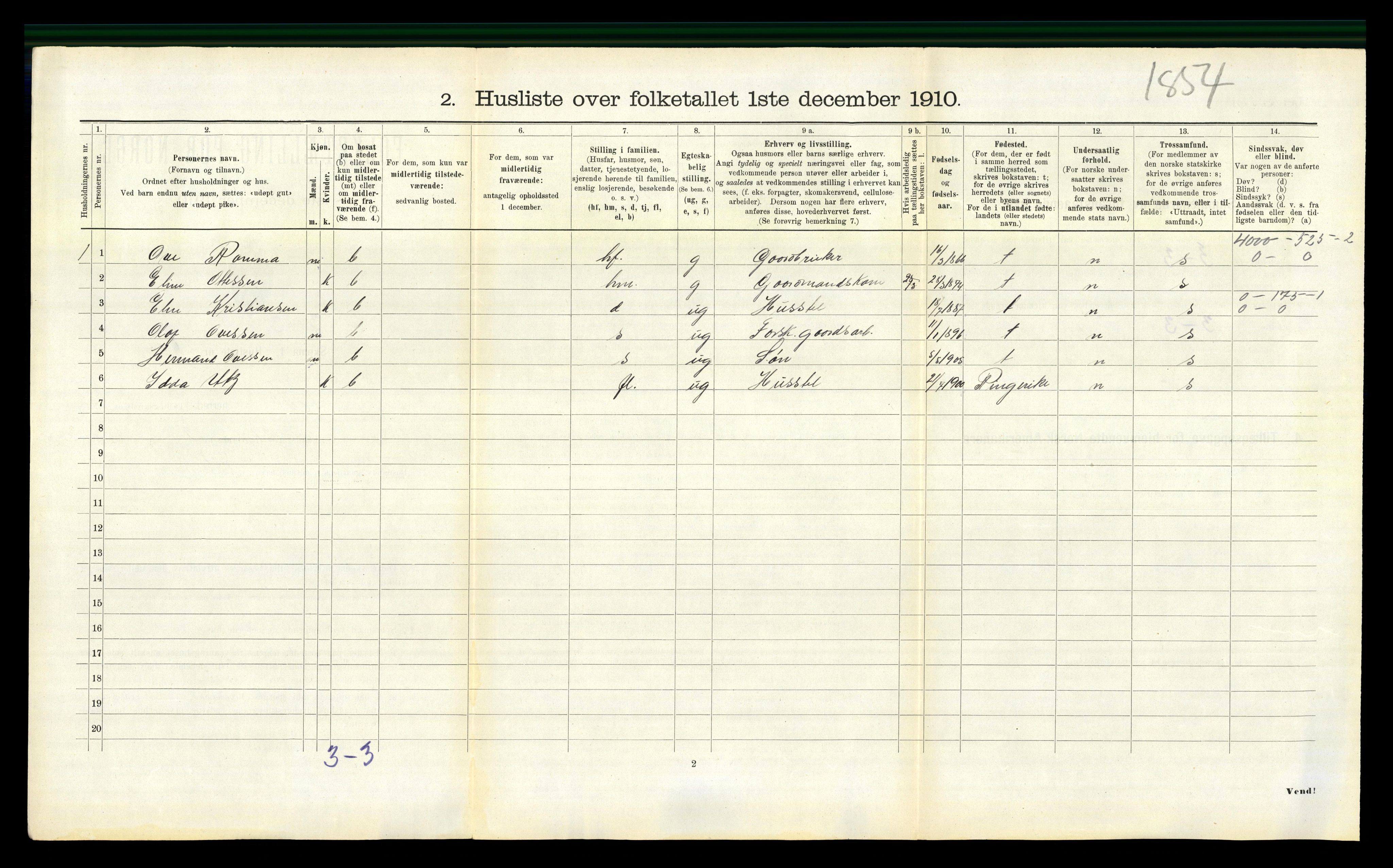 RA, 1910 census for Aa, 1910, p. 297