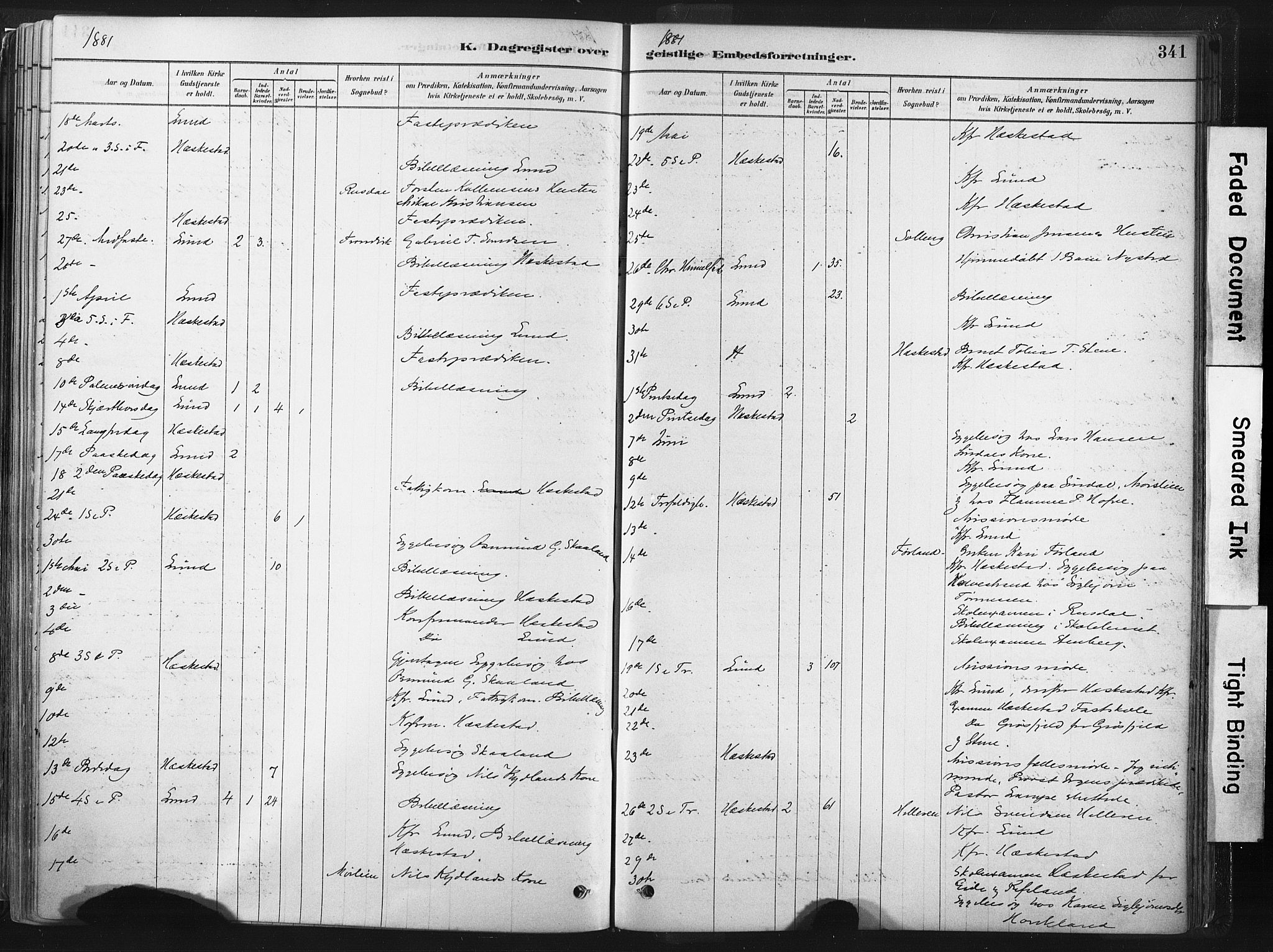 Lund sokneprestkontor, SAST/A-101809/S06/L0011: Parish register (official) no. A 10, 1877-1904, p. 341