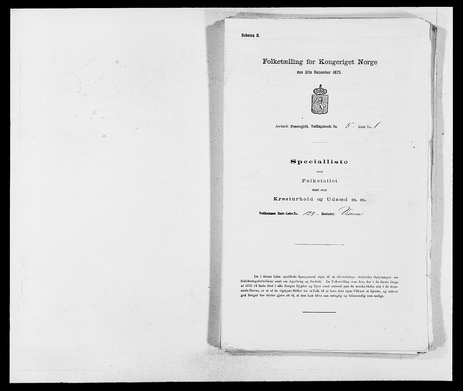 SAB, 1875 census for 1421P Aurland, 1875, p. 526