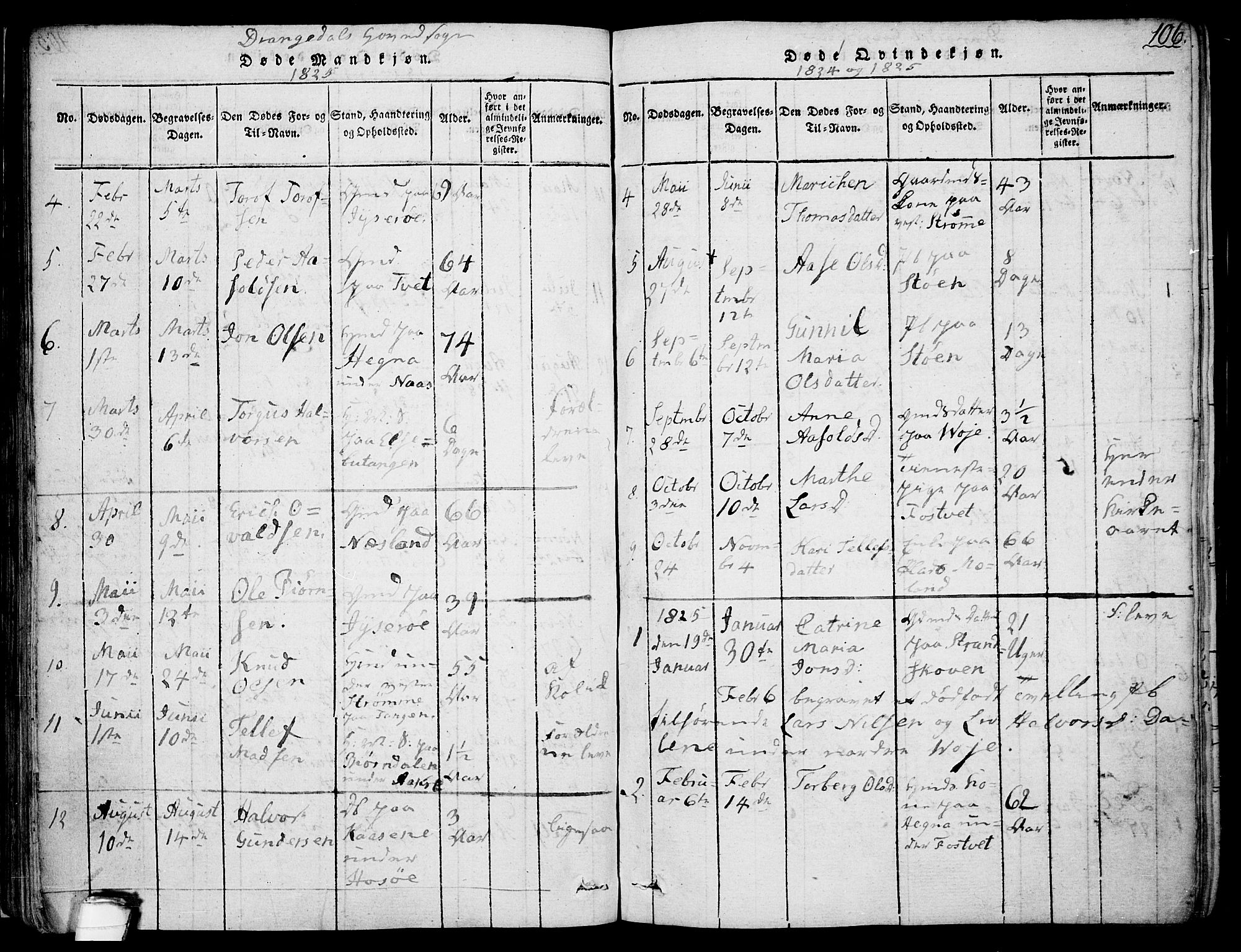 Drangedal kirkebøker, SAKO/A-258/F/Fa/L0005: Parish register (official) no. 5 /1, 1814-1831, p. 106