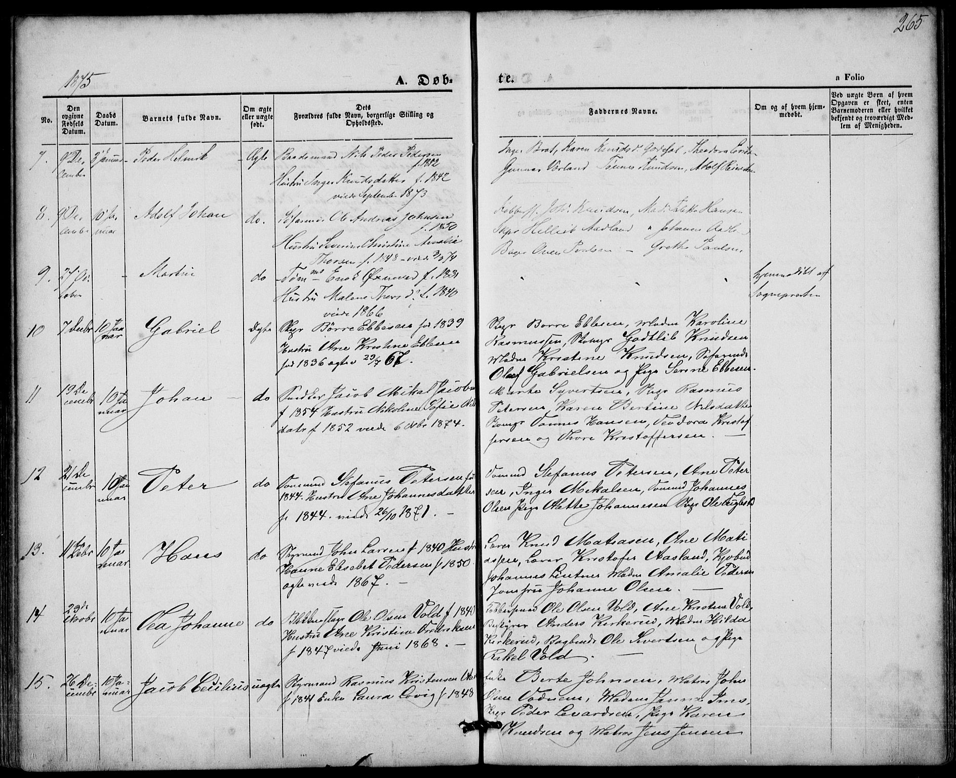 St. Petri sokneprestkontor, AV/SAST-A-101813/001/30/30BA/L0008: Parish register (official) no. A 8, 1868-1876, p. 265