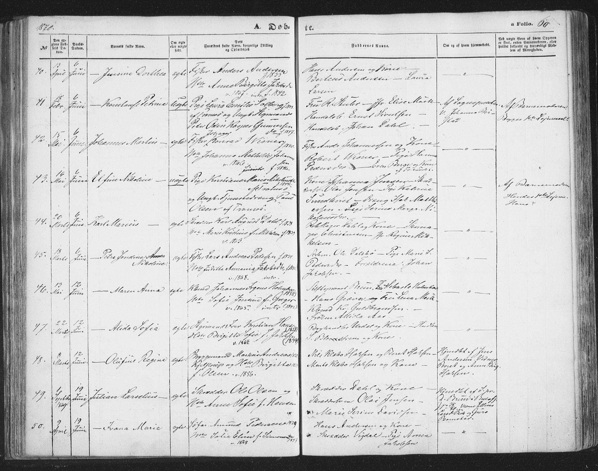 Tromsø sokneprestkontor/stiftsprosti/domprosti, SATØ/S-1343/G/Ga/L0012kirke: Parish register (official) no. 12, 1865-1871, p. 60
