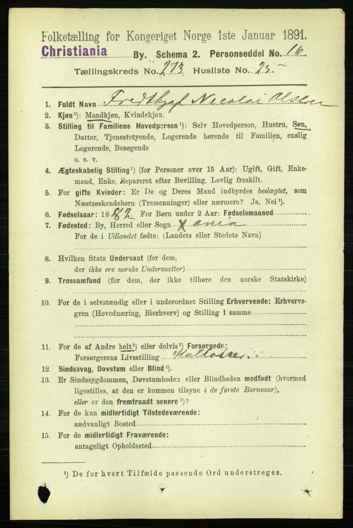 RA, 1891 census for 0301 Kristiania, 1891, p. 166246