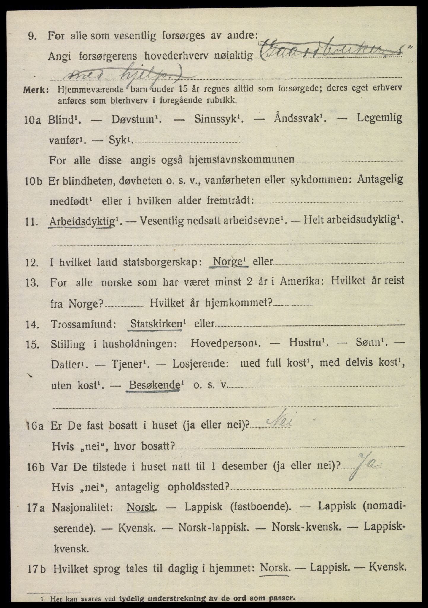 SAT, 1920 census for Sparbu, 1920, p. 1010