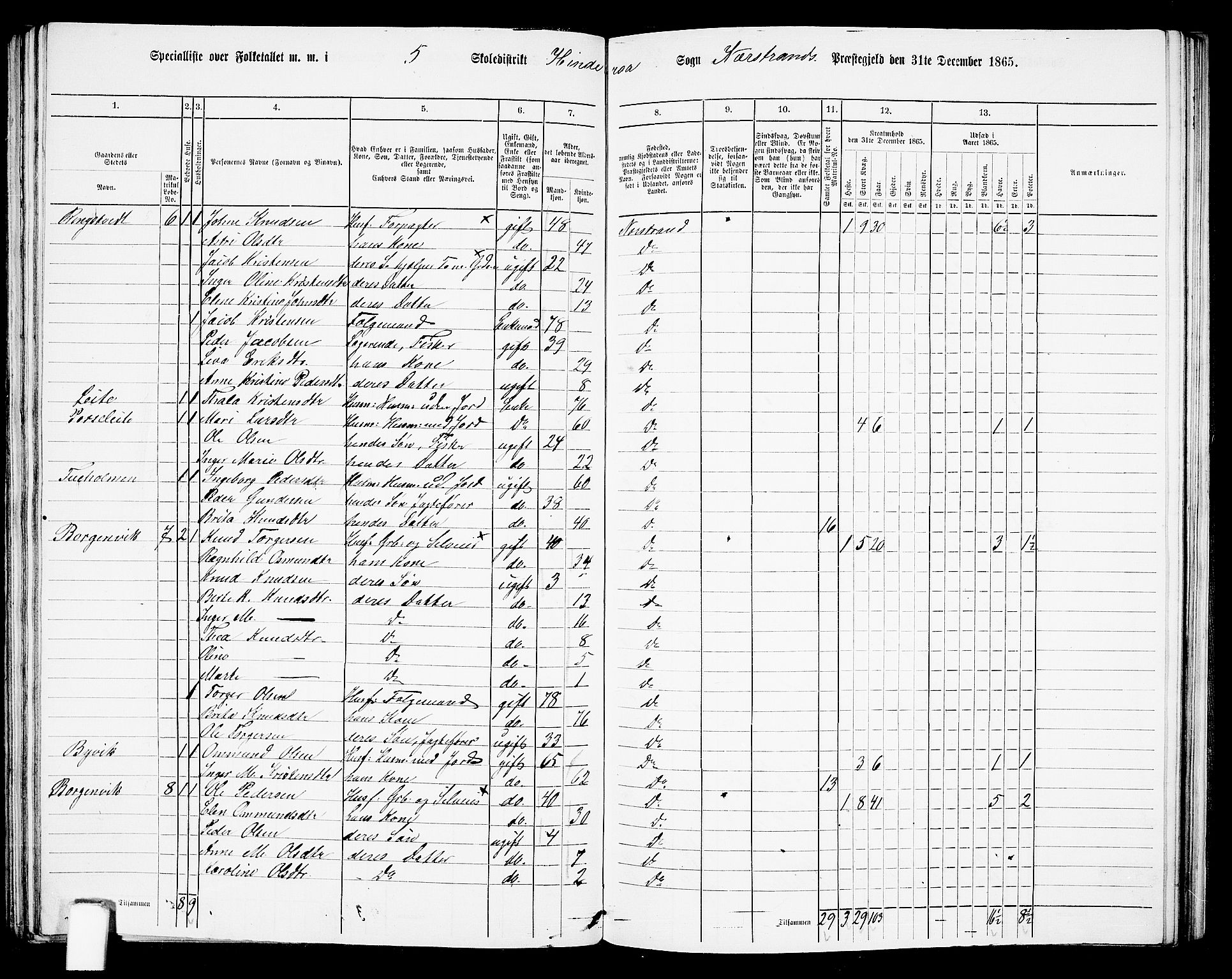 RA, 1865 census for Nedstrand, 1865, p. 69