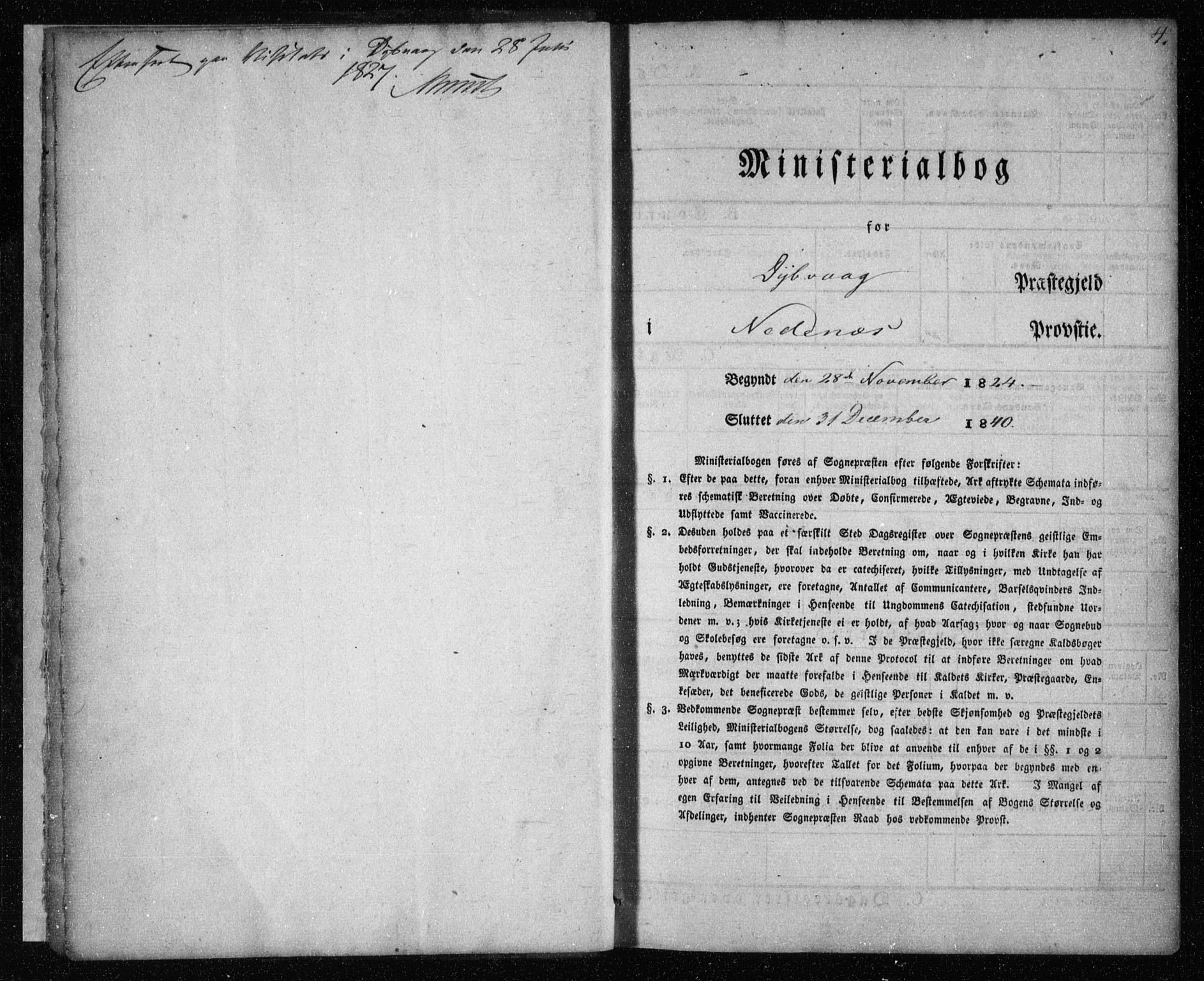 Dypvåg sokneprestkontor, SAK/1111-0007/F/Fa/Faa/L0004: Parish register (official) no. A 4, 1824-1840, p. 4