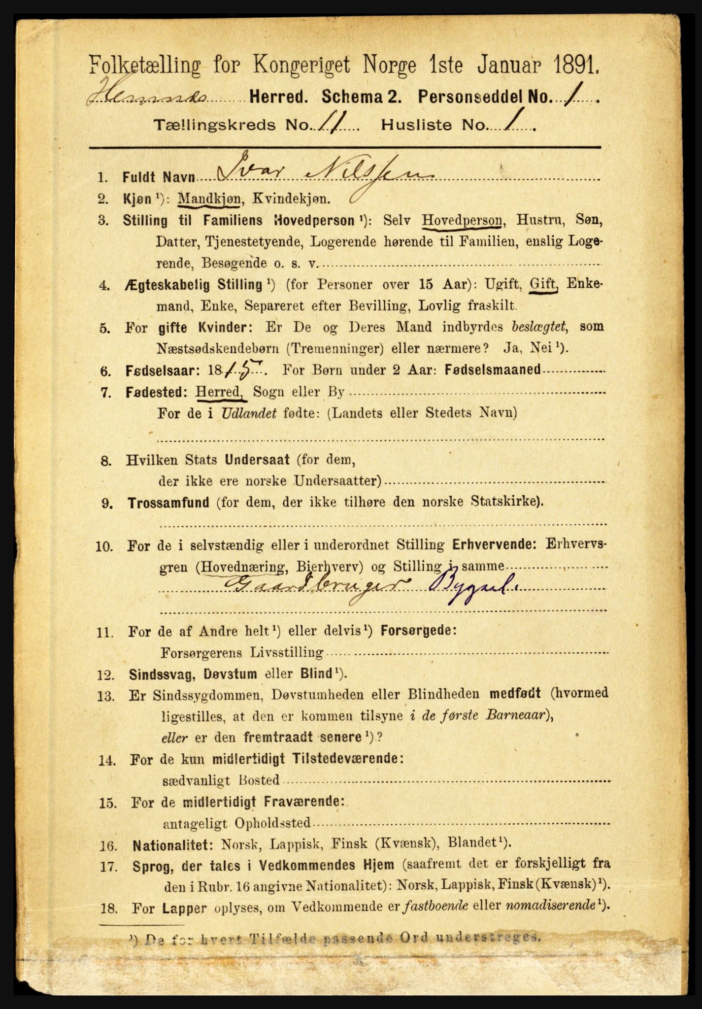 RA, 1891 census for 1832 Hemnes, 1891, p. 5304