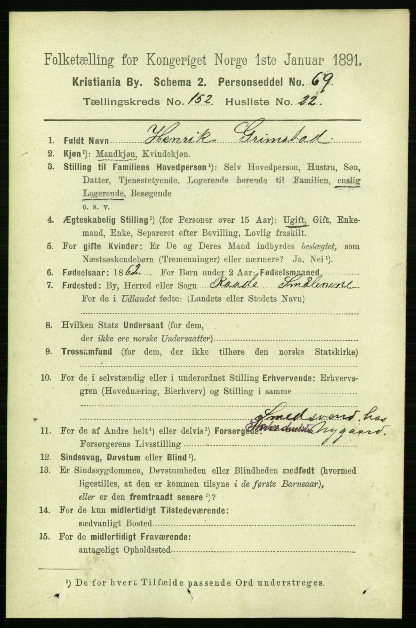 RA, 1891 census for 0301 Kristiania, 1891, p. 85911