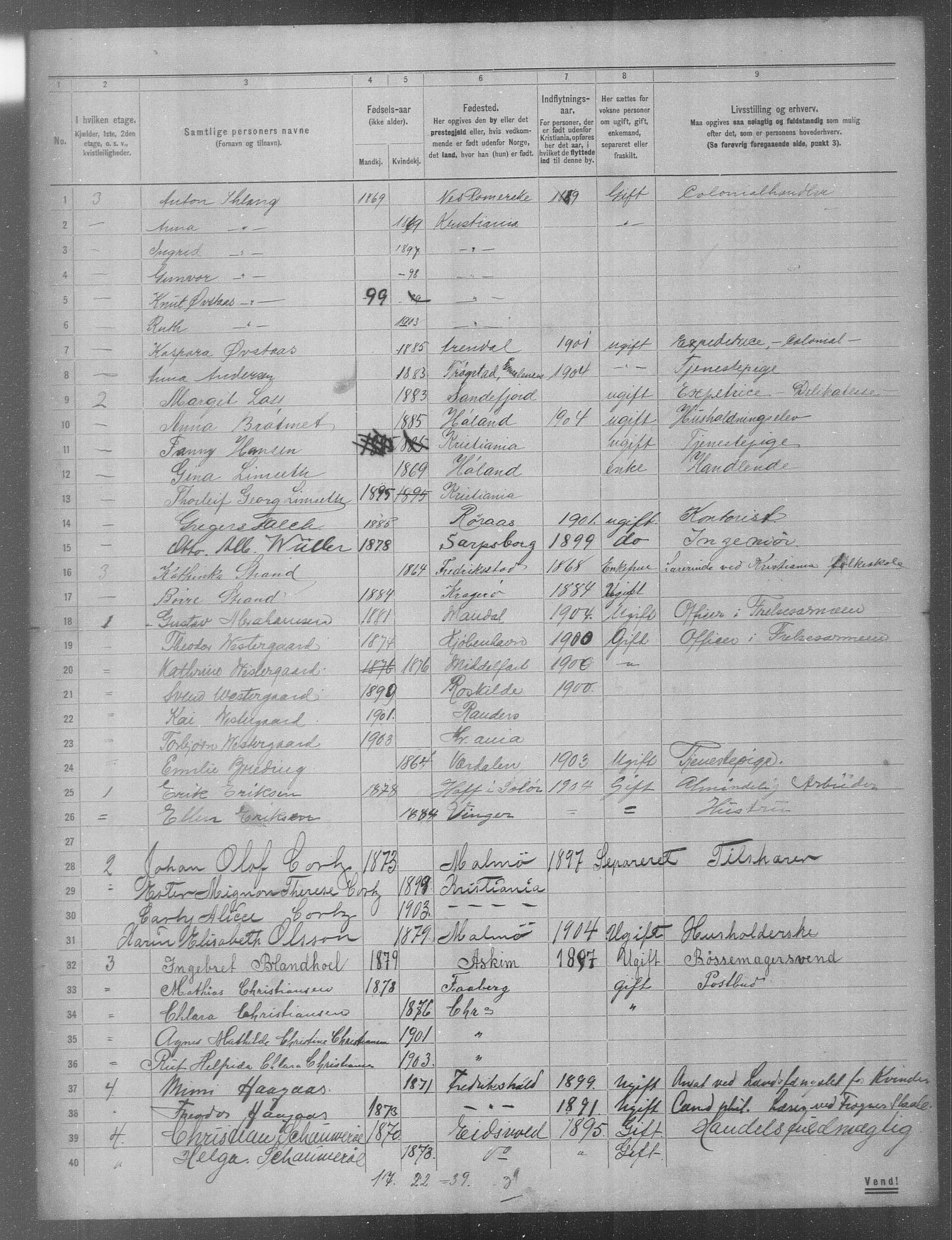 OBA, Municipal Census 1904 for Kristiania, 1904, p. 1265