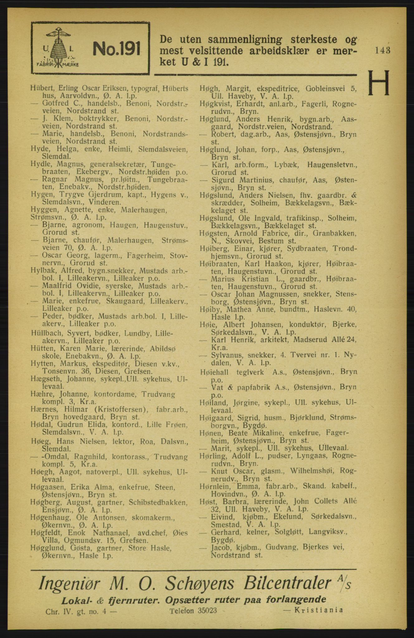 Aker adressebok/adressekalender, PUBL/001/A/002: Akers adressekalender, 1922, p. 143