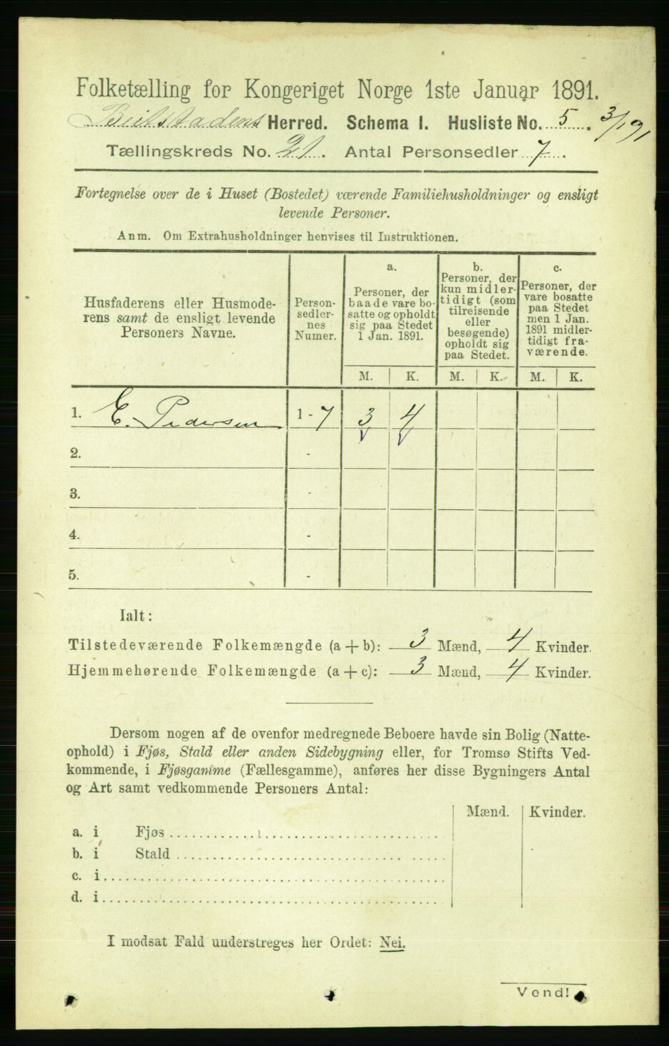 RA, 1891 census for 1727 Beitstad, 1891, p. 5385