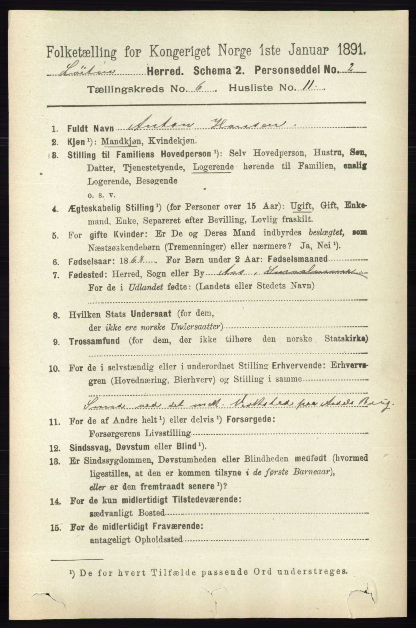 RA, 1891 census for 0415 Løten, 1891, p. 4261