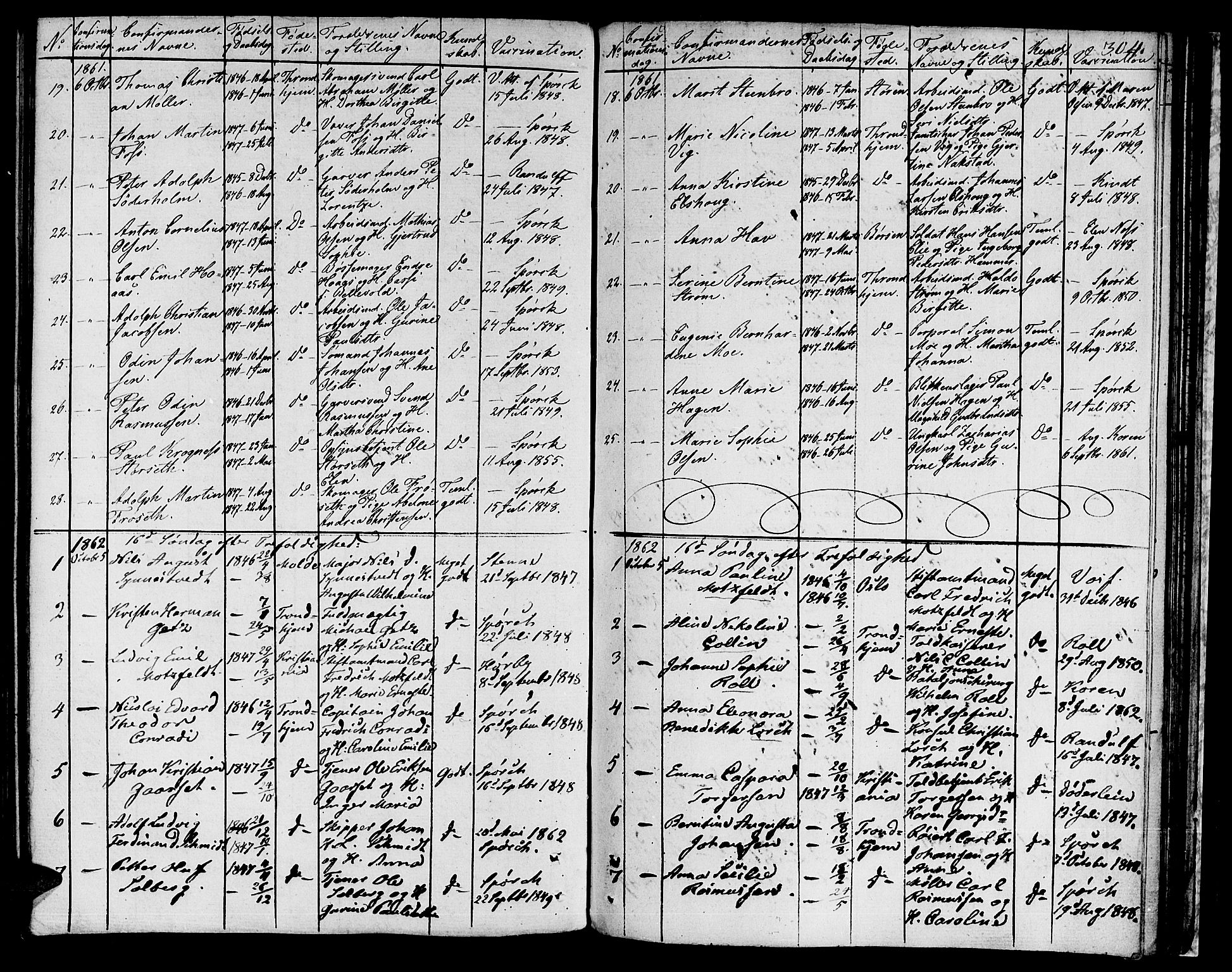 Ministerialprotokoller, klokkerbøker og fødselsregistre - Sør-Trøndelag, SAT/A-1456/601/L0070: Curate's parish register no. 601B03, 1821-1881, p. 304