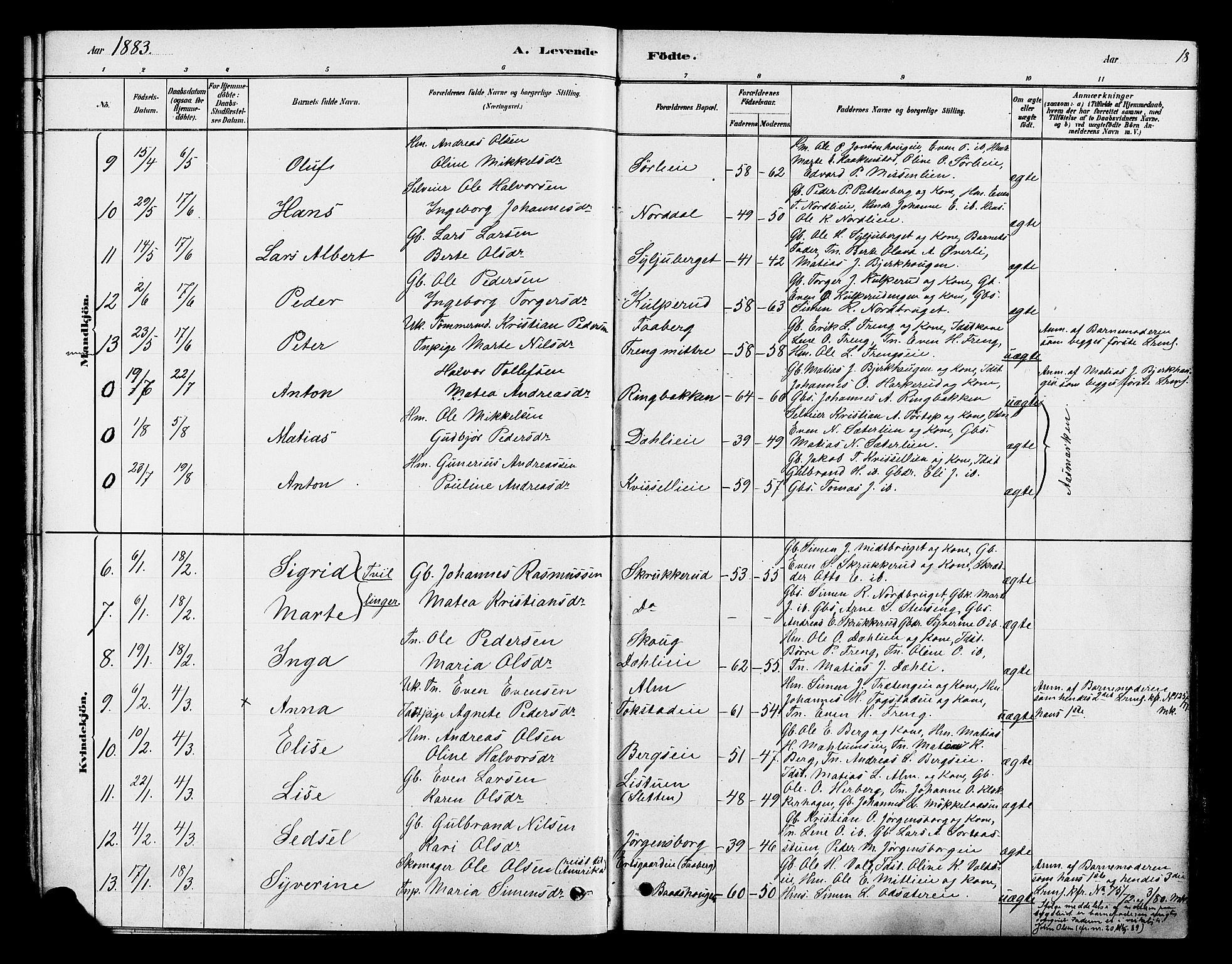 Ringsaker prestekontor, AV/SAH-PREST-014/K/Ka/L0013: Parish register (official) no. 13, 1879-1890, p. 18