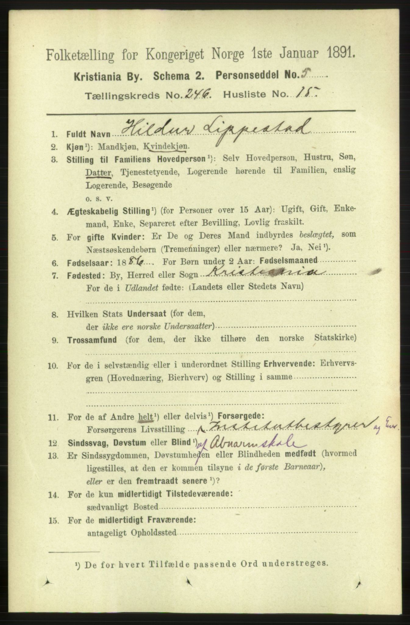 RA, 1891 census for 0301 Kristiania, 1891, p. 150335