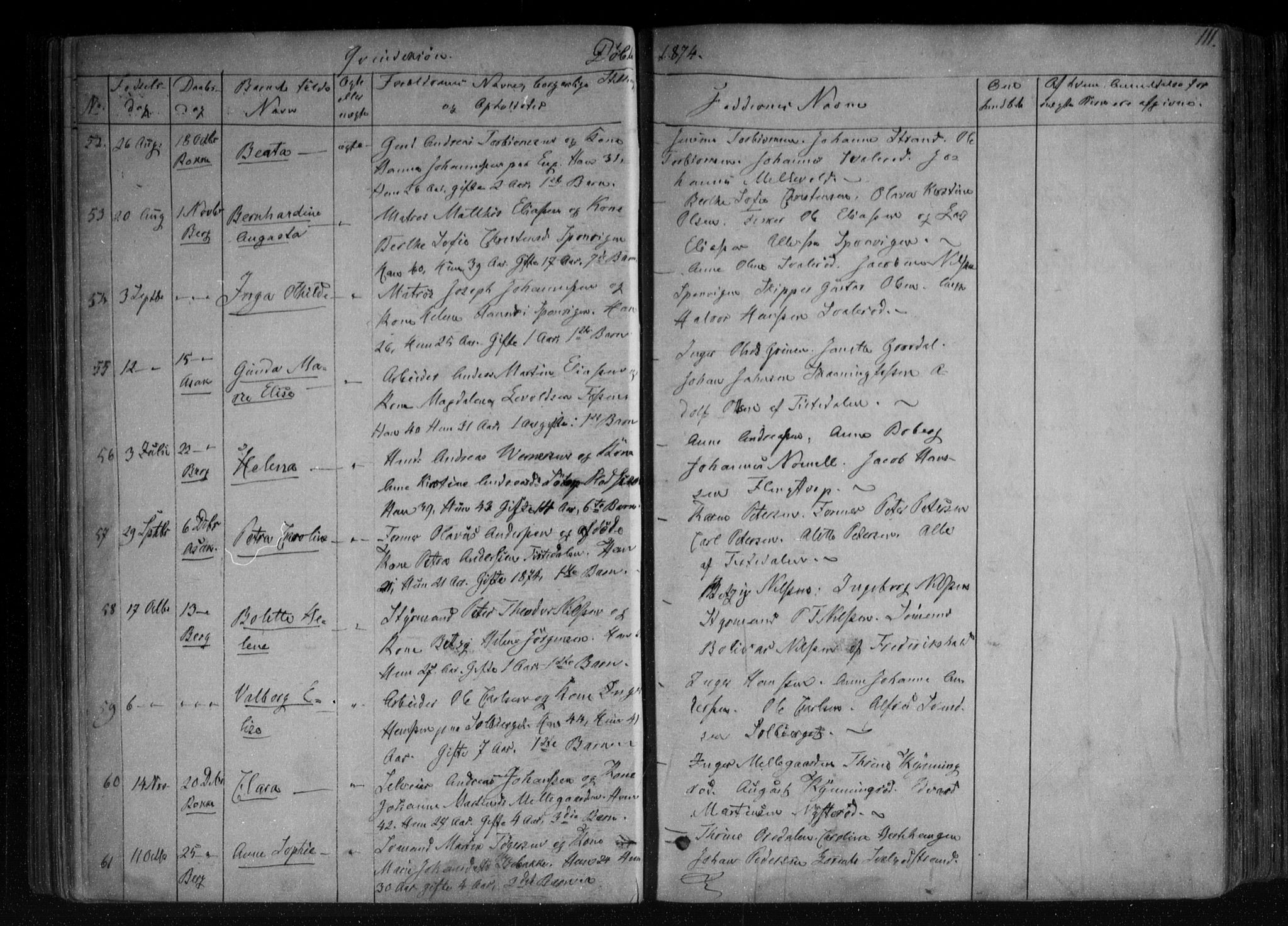 Berg prestekontor Kirkebøker, AV/SAO-A-10902/F/Fa/L0005: Parish register (official) no. I 5, 1861-1877, p. 111