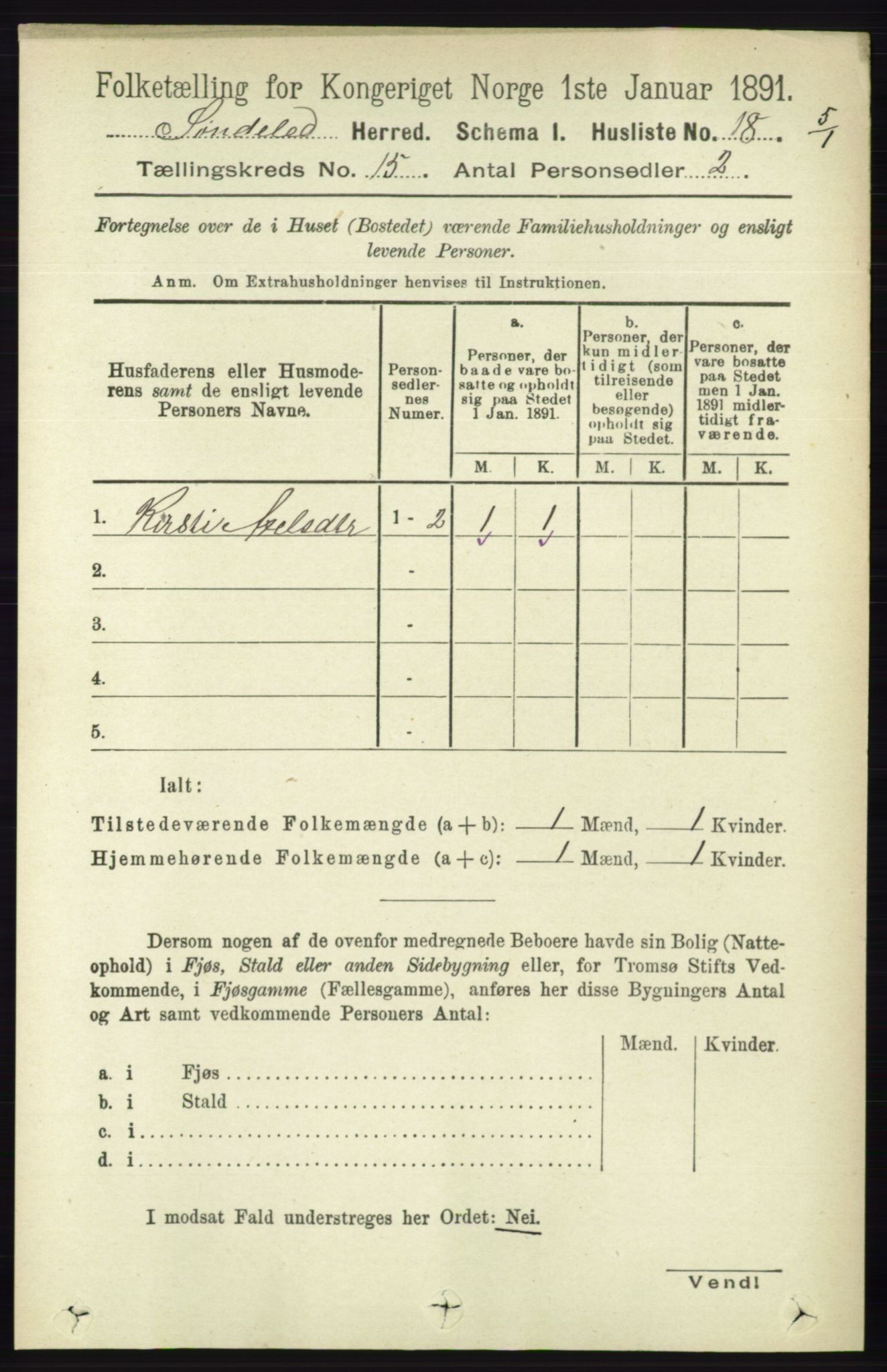 RA, 1891 census for 0913 Søndeled, 1891, p. 4321