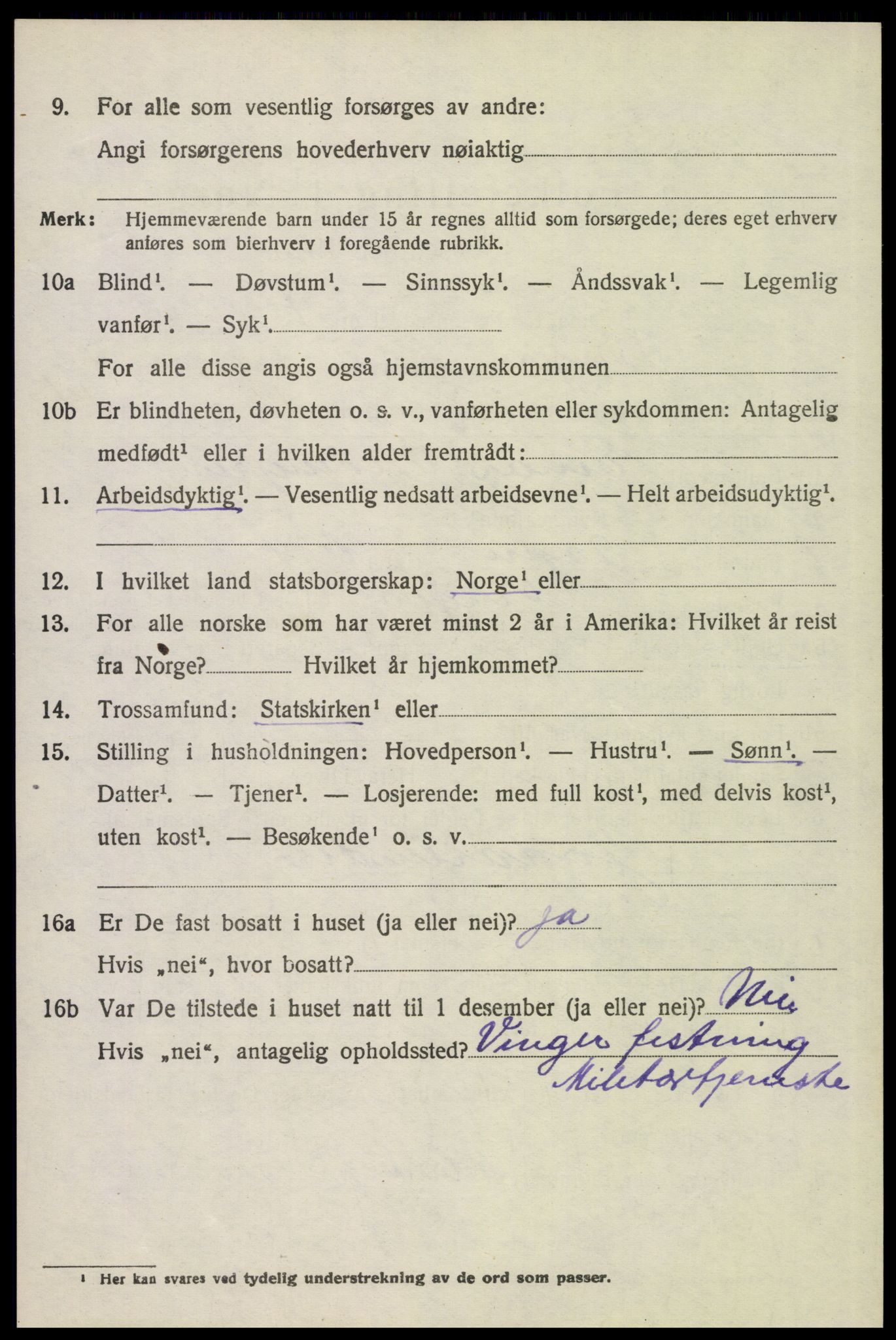 SAH, 1920 census for Vinger, 1920, p. 5965