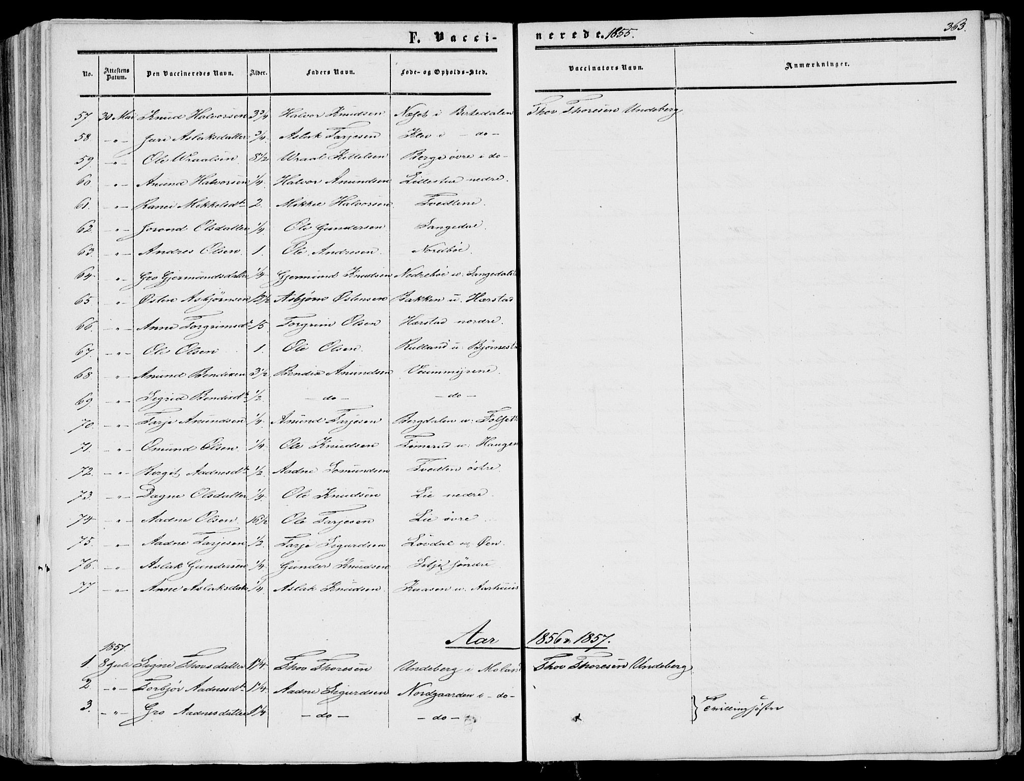 Fyresdal kirkebøker, AV/SAKO-A-263/F/Fa/L0005: Parish register (official) no. I 5, 1855-1871, p. 363