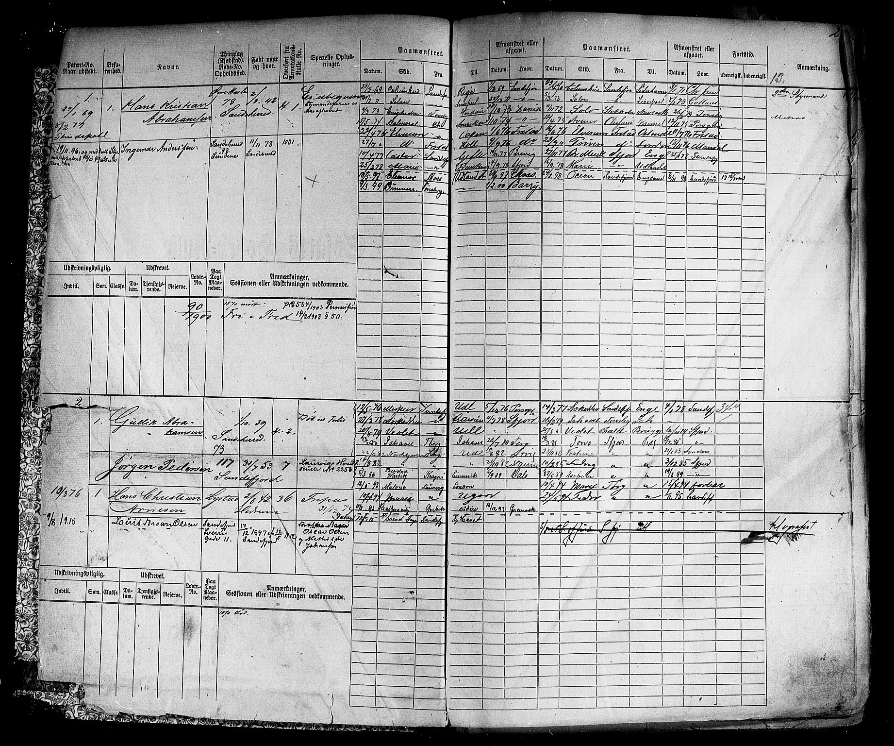 Sandefjord innrulleringskontor, AV/SAKO-A-788/F/Fb/L0005: Hovedrulle, 1869, p. 3