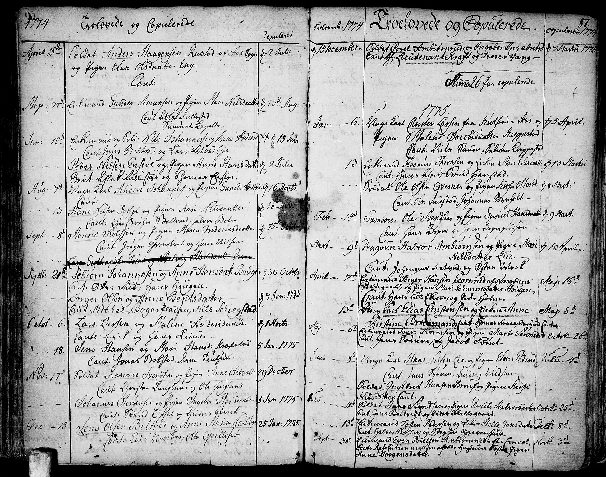 Kråkstad prestekontor Kirkebøker, SAO/A-10125a/F/Fa/L0001: Parish register (official) no. I 1, 1736-1785, p. 87
