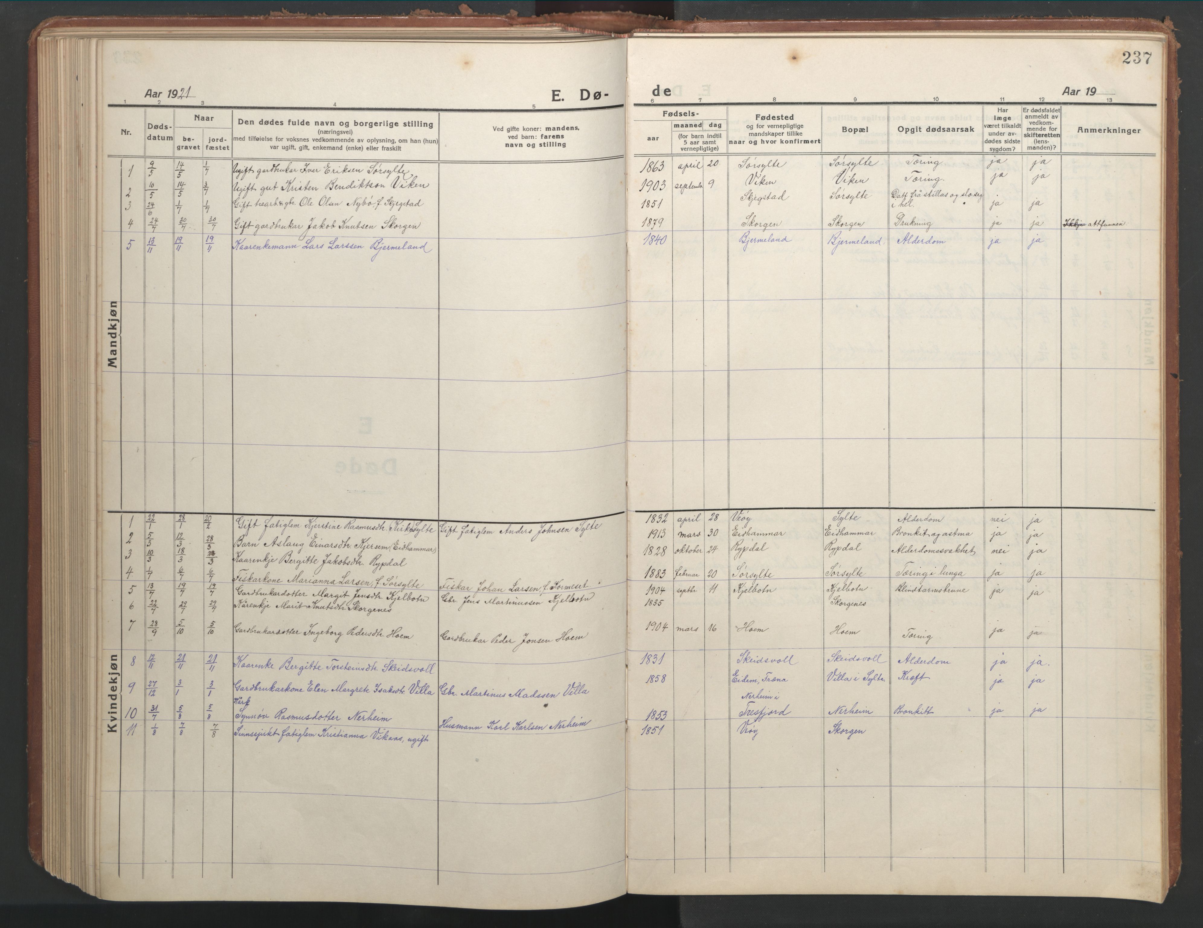 Ministerialprotokoller, klokkerbøker og fødselsregistre - Møre og Romsdal, SAT/A-1454/541/L0548: Parish register (copy) no. 541C03, 1921-1960, p. 237