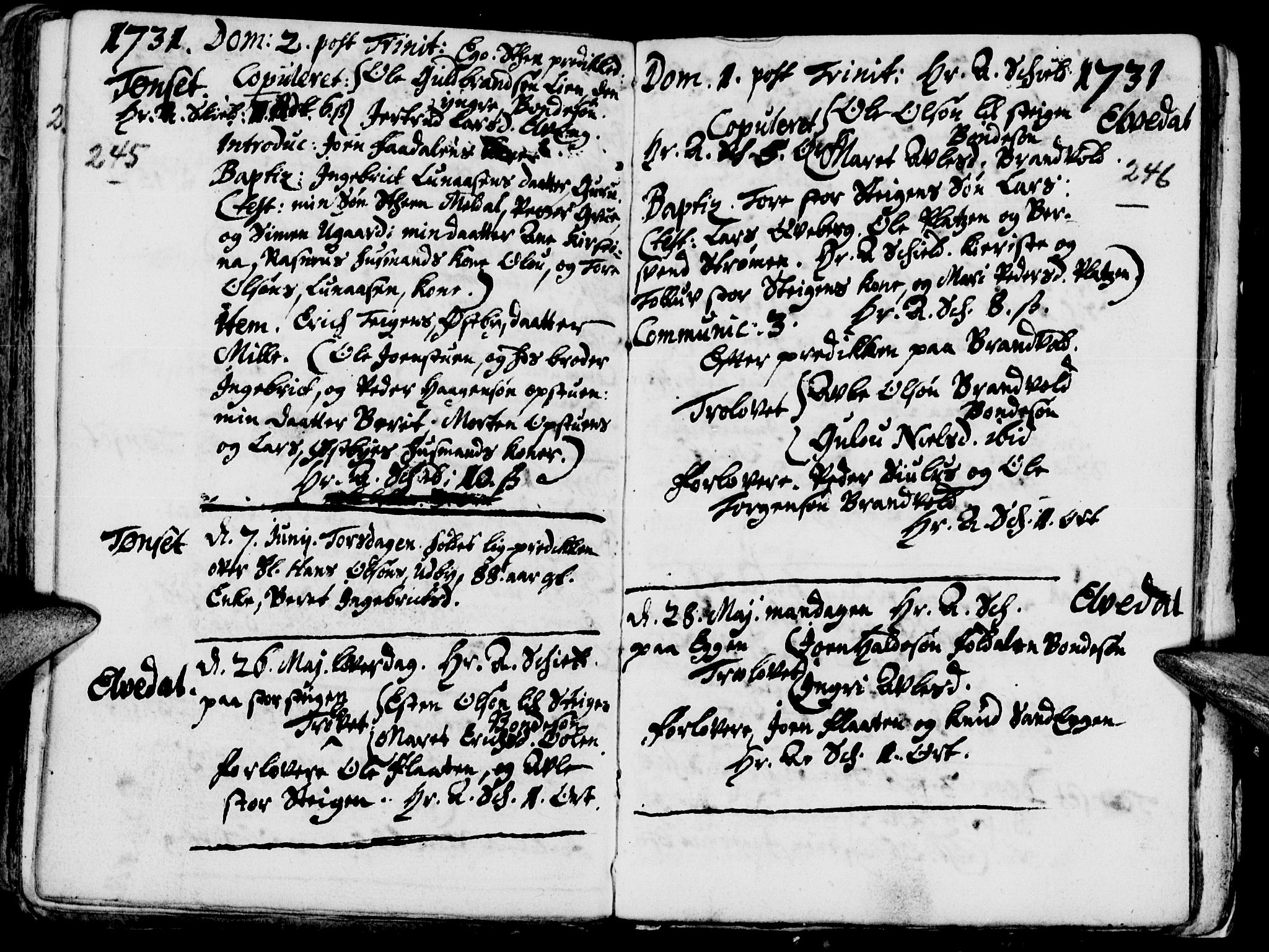 Tynset prestekontor, SAH/PREST-058/H/Ha/Haa/L0001: Parish register (official) no. 1, 1722-1732, p. 245-246