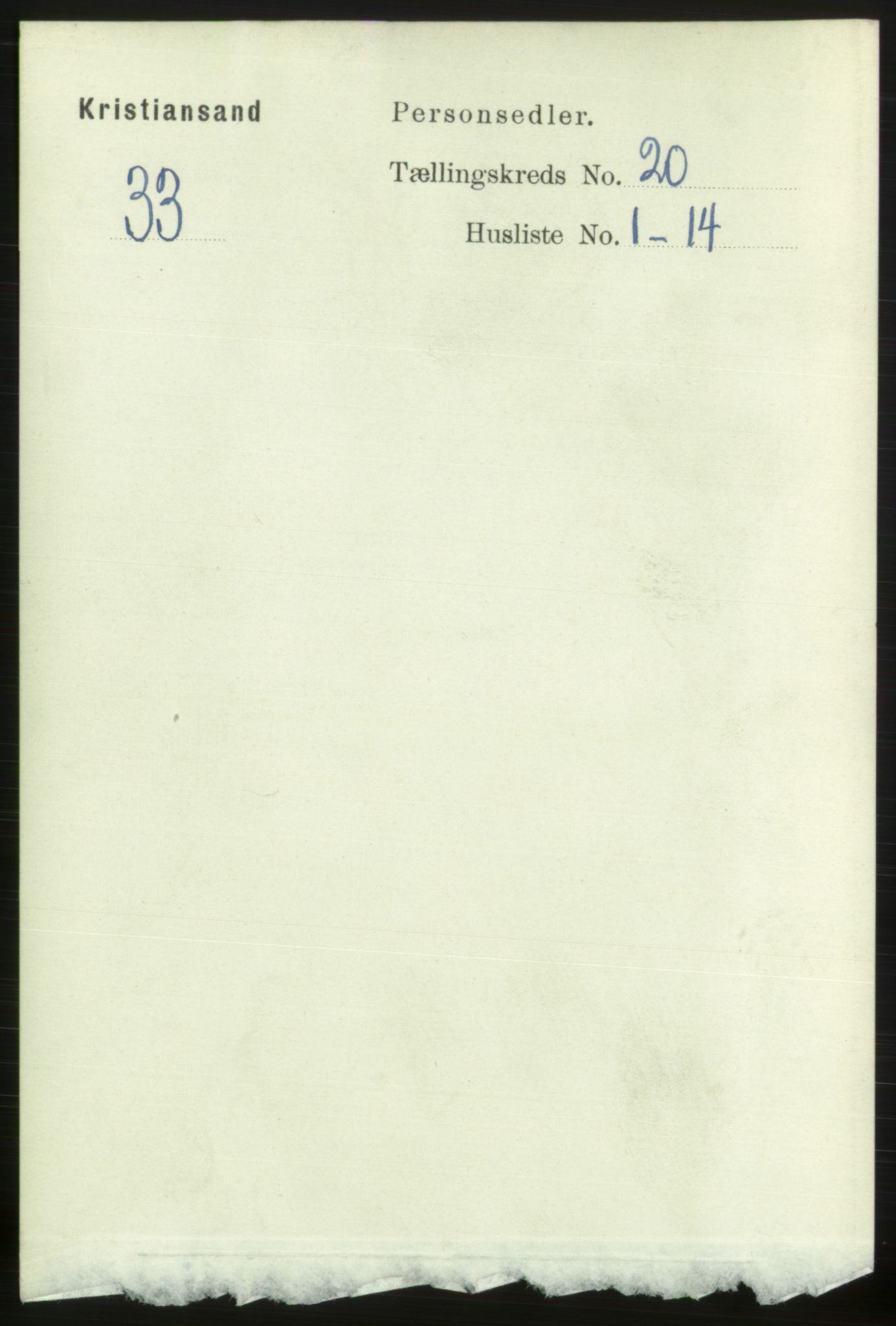 RA, 1891 census for 1001 Kristiansand, 1891, p. 7420