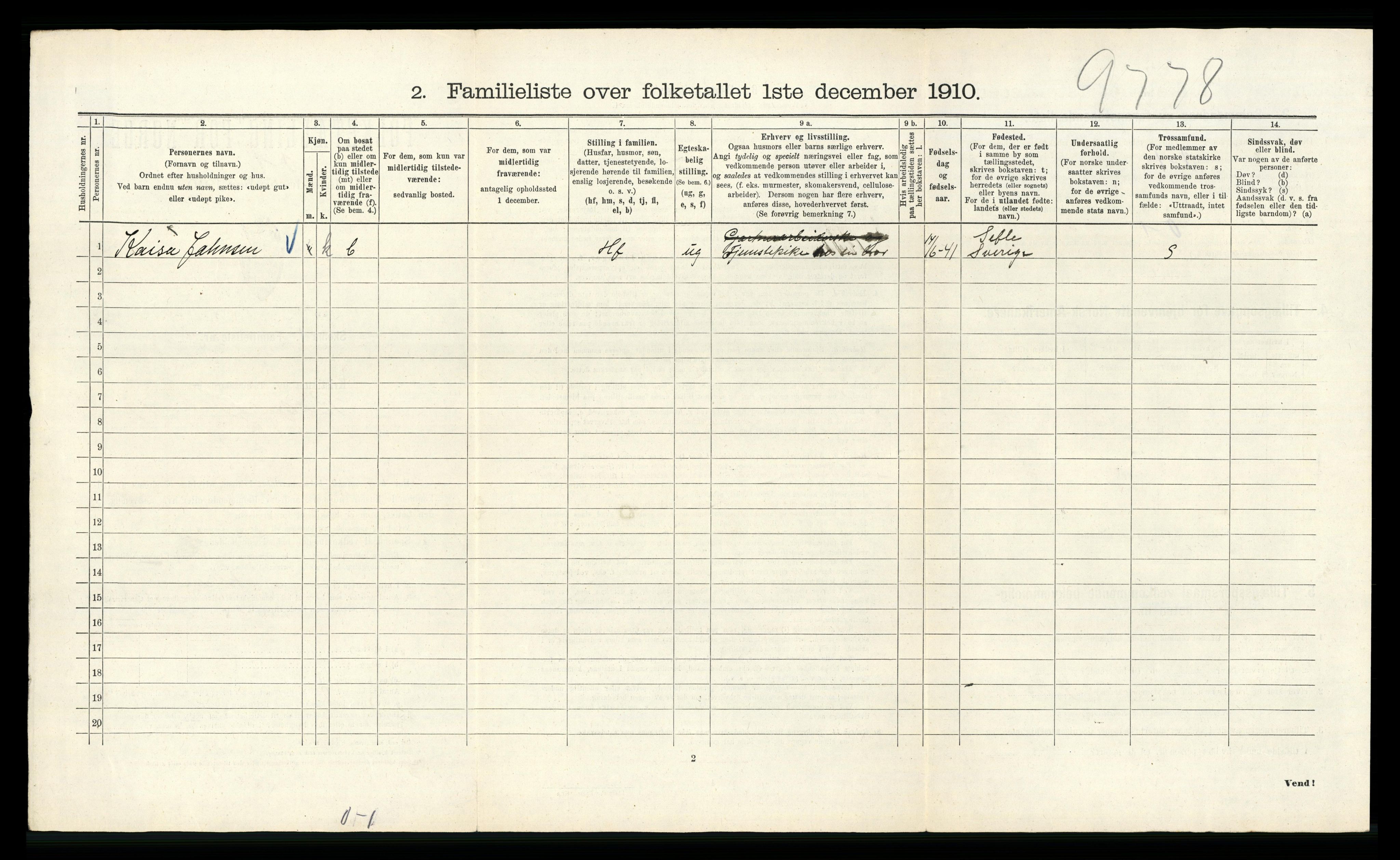 RA, 1910 census for Kristiania, 1910, p. 80852