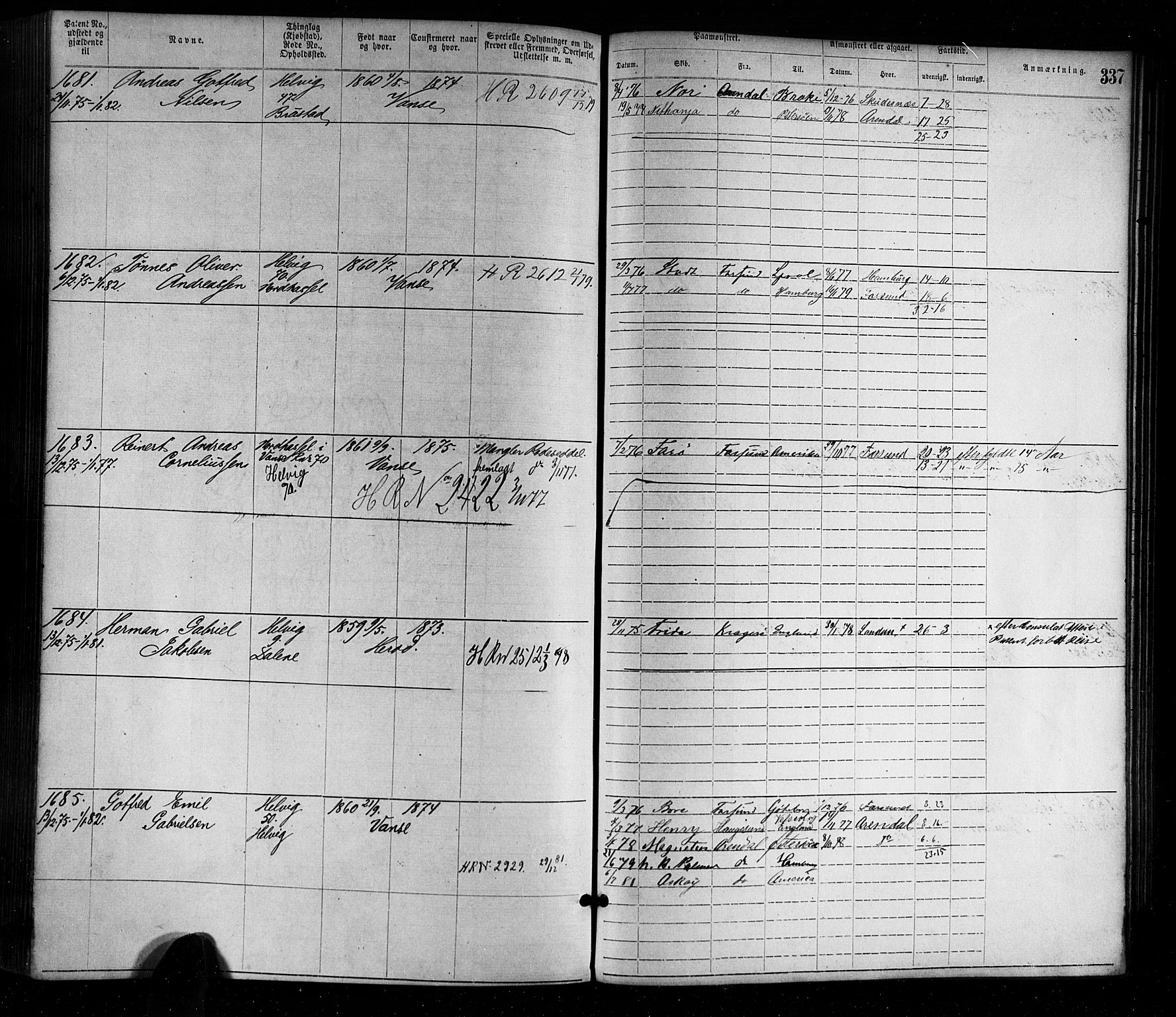 Farsund mønstringskrets, SAK/2031-0017/F/Fa/L0001: Annotasjonsrulle nr 1-1920 med register, M-1, 1869-1877, p. 369