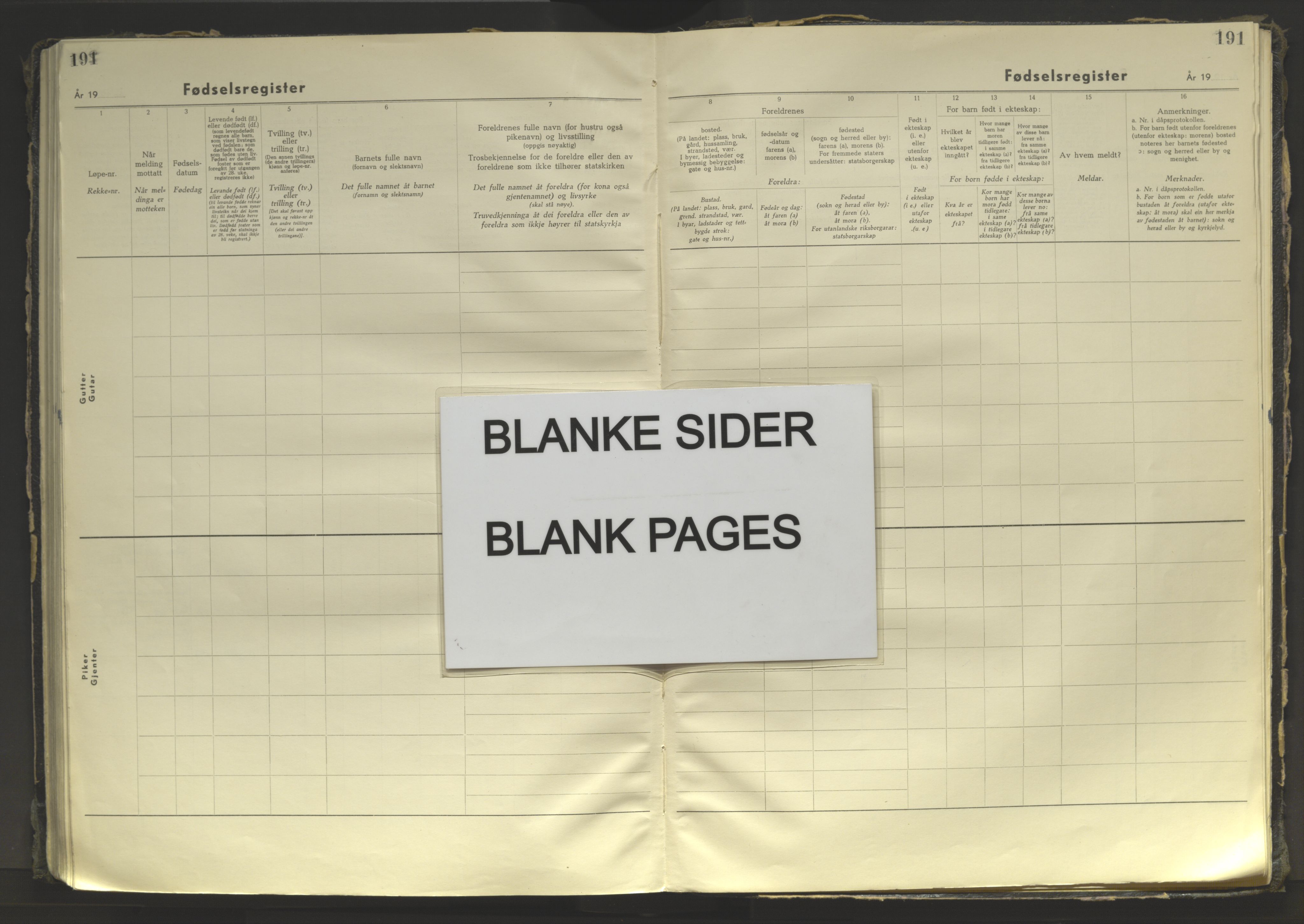 Lyngen sokneprestembete, AV/SATØ-S-1289/I/Ia/L0077: Birth register no. 77, 1946-1978, p. 191