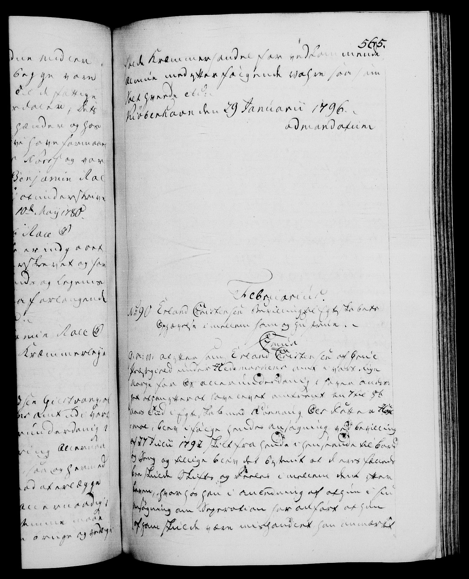 Danske Kanselli 1572-1799, RA/EA-3023/F/Fc/Fca/Fcaa/L0056: Norske registre, 1795-1796, p. 565a