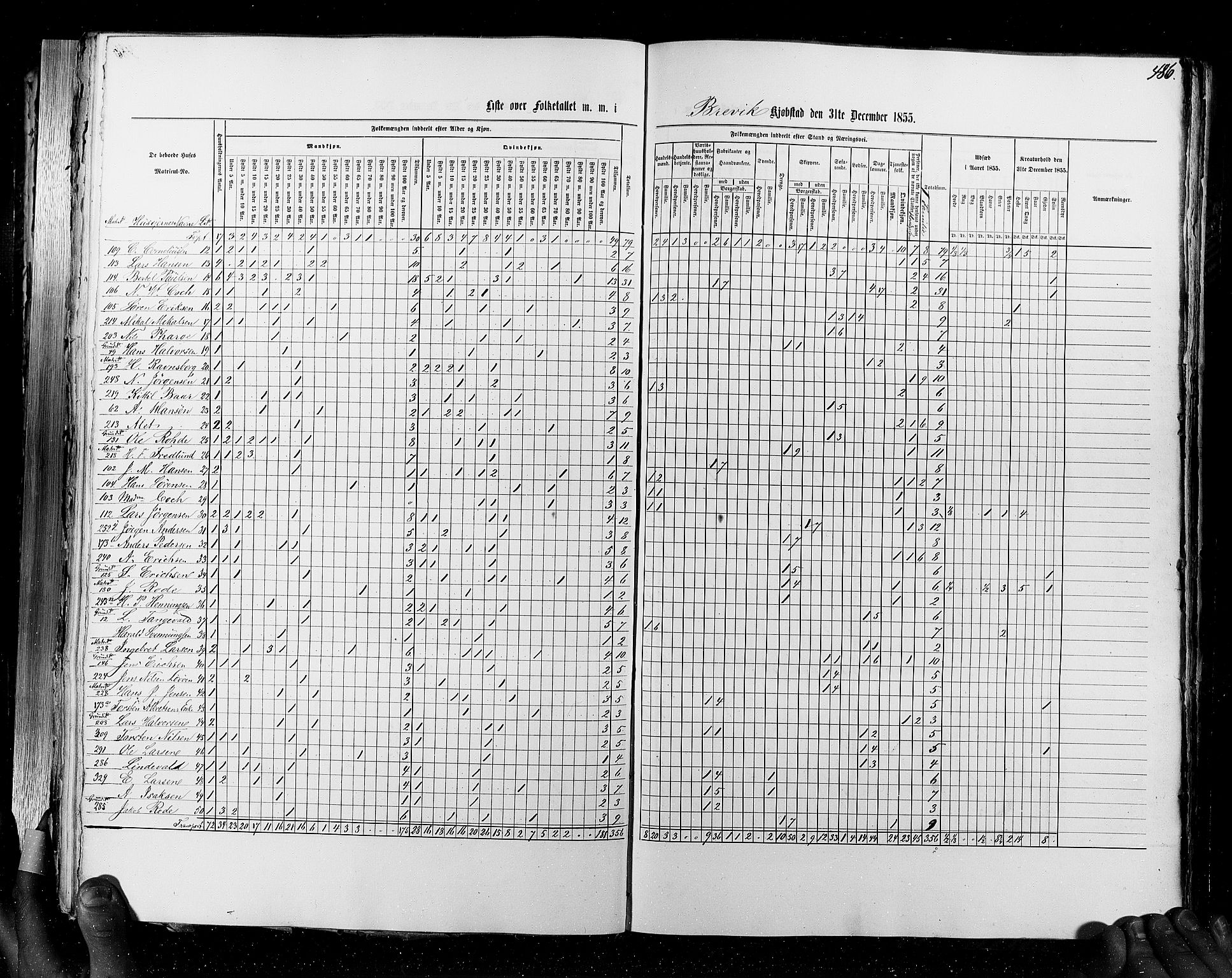 RA, Census 1855, vol. 7: Fredrikshald-Kragerø, 1855, p. 486