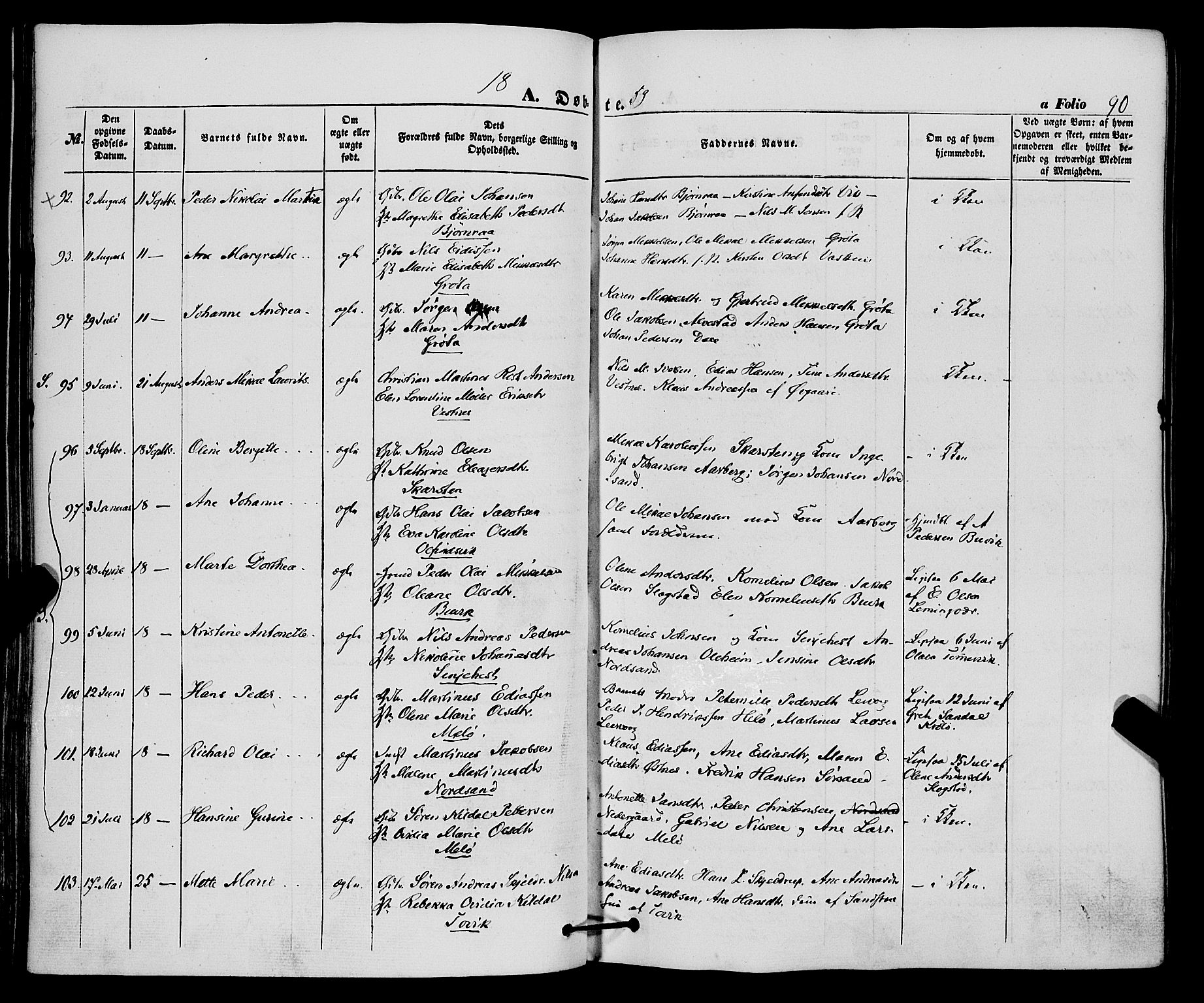 Trondenes sokneprestkontor, SATØ/S-1319/H/Ha/L0011kirke: Parish register (official) no. 11, 1853-1862, p. 90