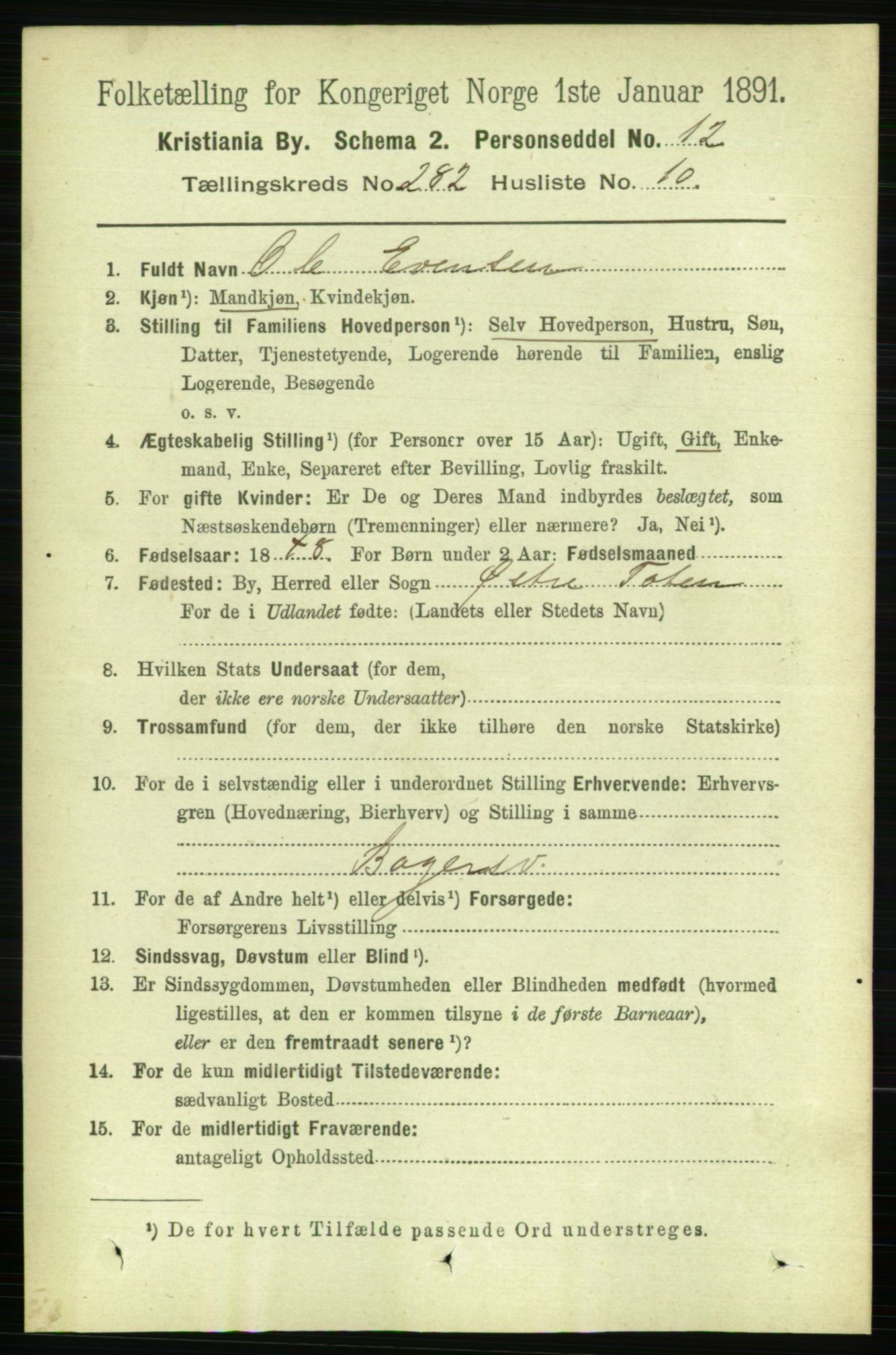 RA, 1891 census for 0301 Kristiania, 1891, p. 171894