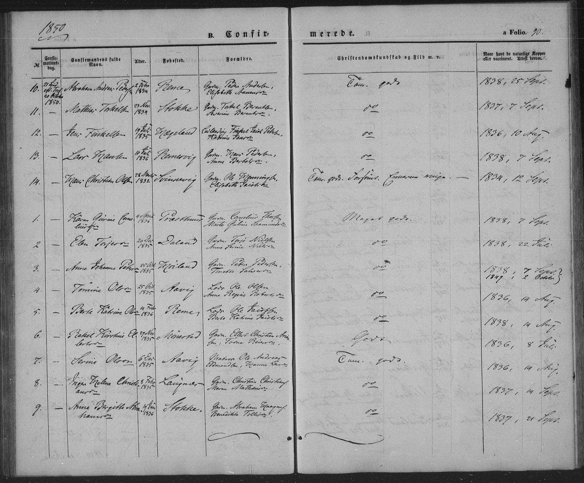 Sør-Audnedal sokneprestkontor, AV/SAK-1111-0039/F/Fa/Faa/L0002: Parish register (official) no. A 2, 1848-1867, p. 90