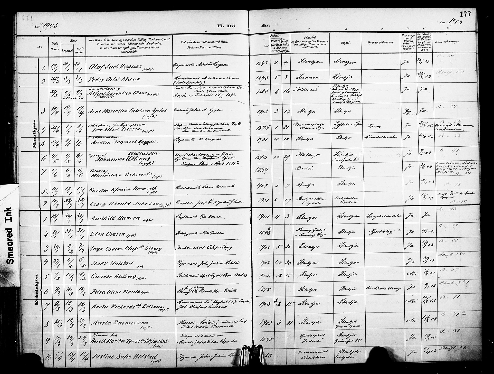 Ministerialprotokoller, klokkerbøker og fødselsregistre - Nord-Trøndelag, SAT/A-1458/739/L0372: Parish register (official) no. 739A04, 1895-1903, p. 177