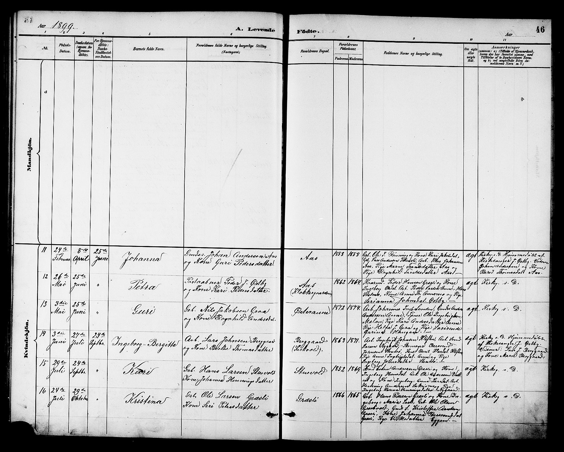 Ministerialprotokoller, klokkerbøker og fødselsregistre - Sør-Trøndelag, SAT/A-1456/698/L1167: Parish register (copy) no. 698C04, 1888-1907, p. 46