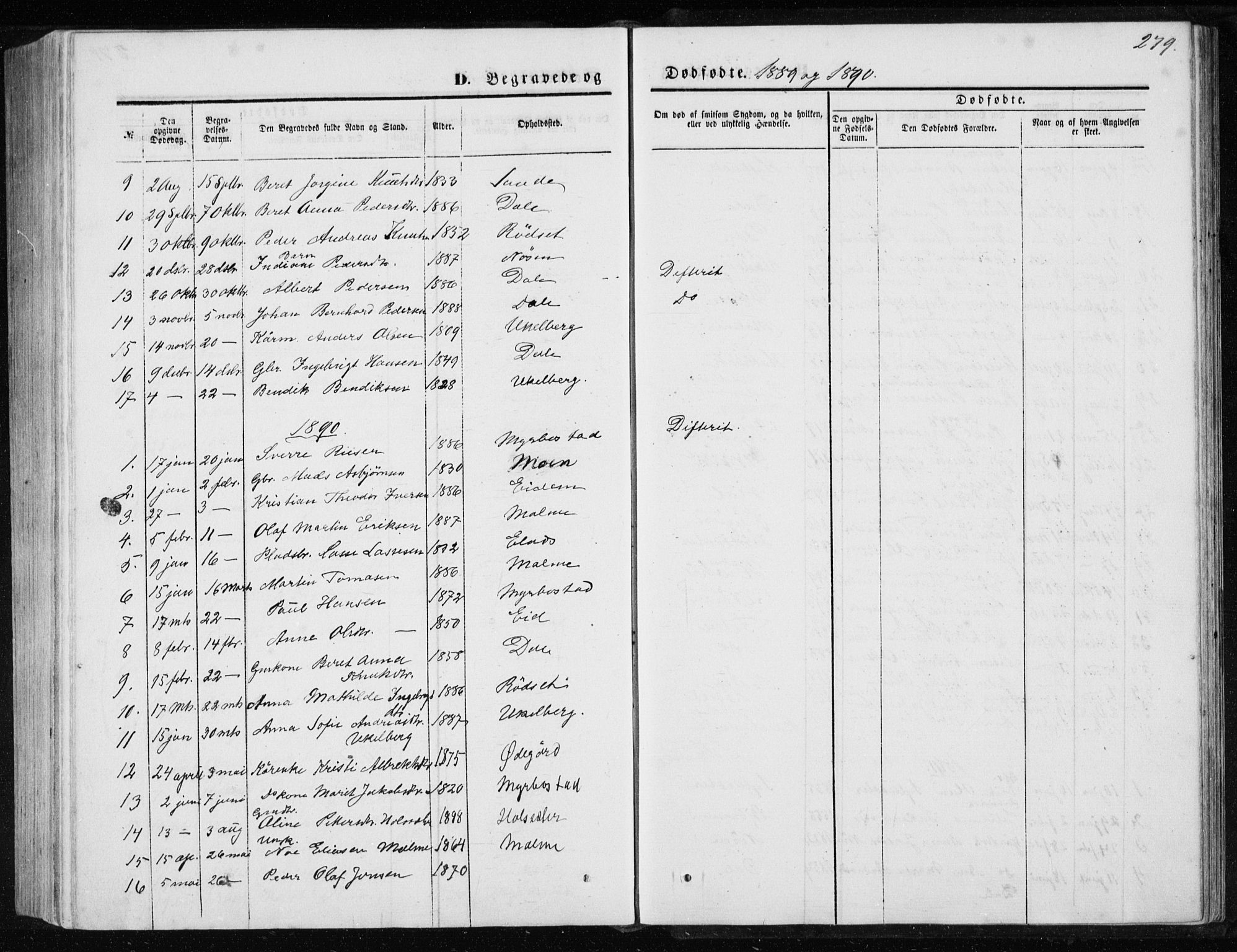 Ministerialprotokoller, klokkerbøker og fødselsregistre - Møre og Romsdal, SAT/A-1454/565/L0754: Parish register (copy) no. 565C03, 1870-1896, p. 279