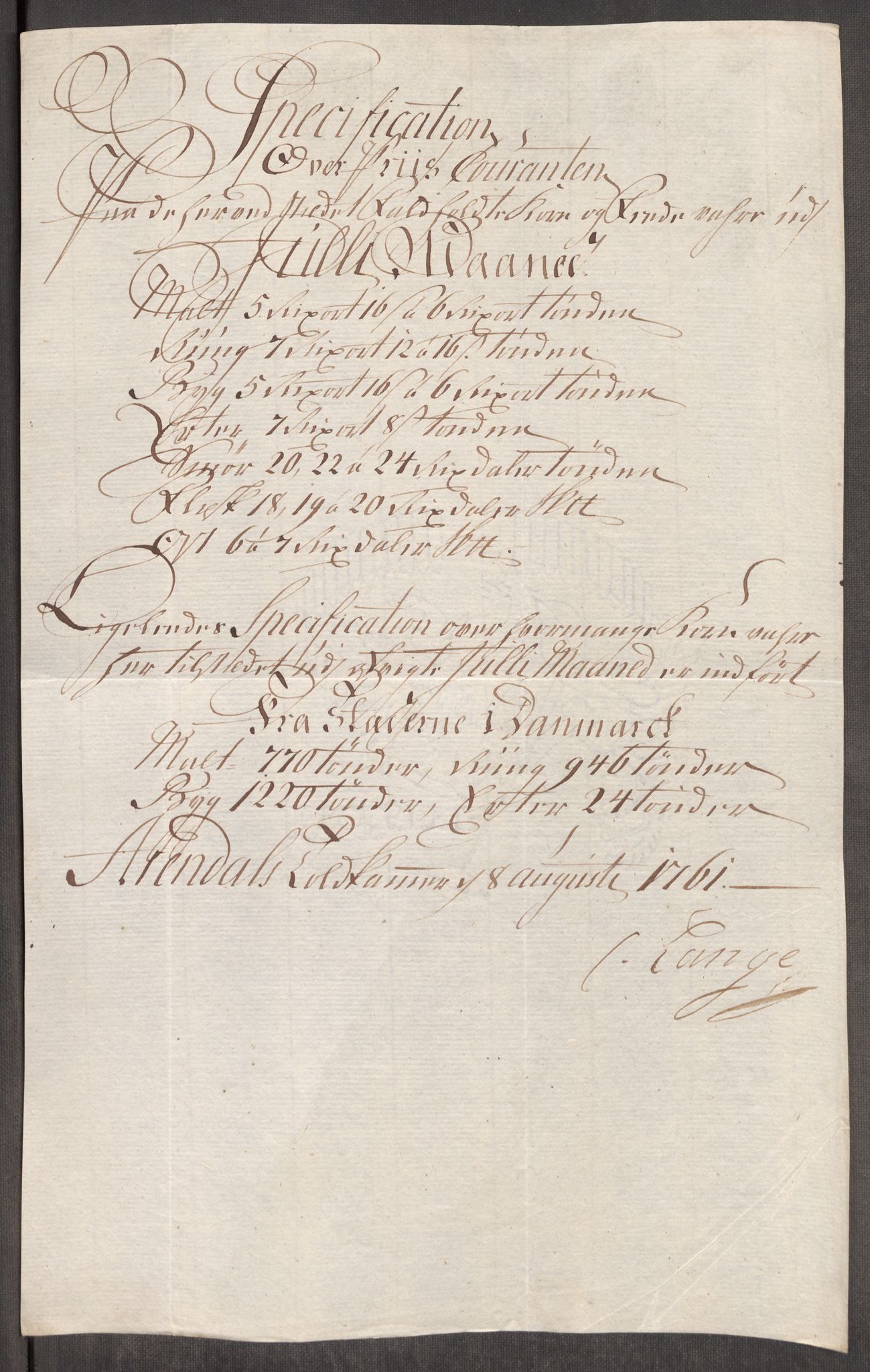 Rentekammeret inntil 1814, Realistisk ordnet avdeling, AV/RA-EA-4070/Oe/L0007: [Ø1]: Priskuranter, 1761-1763, p. 235