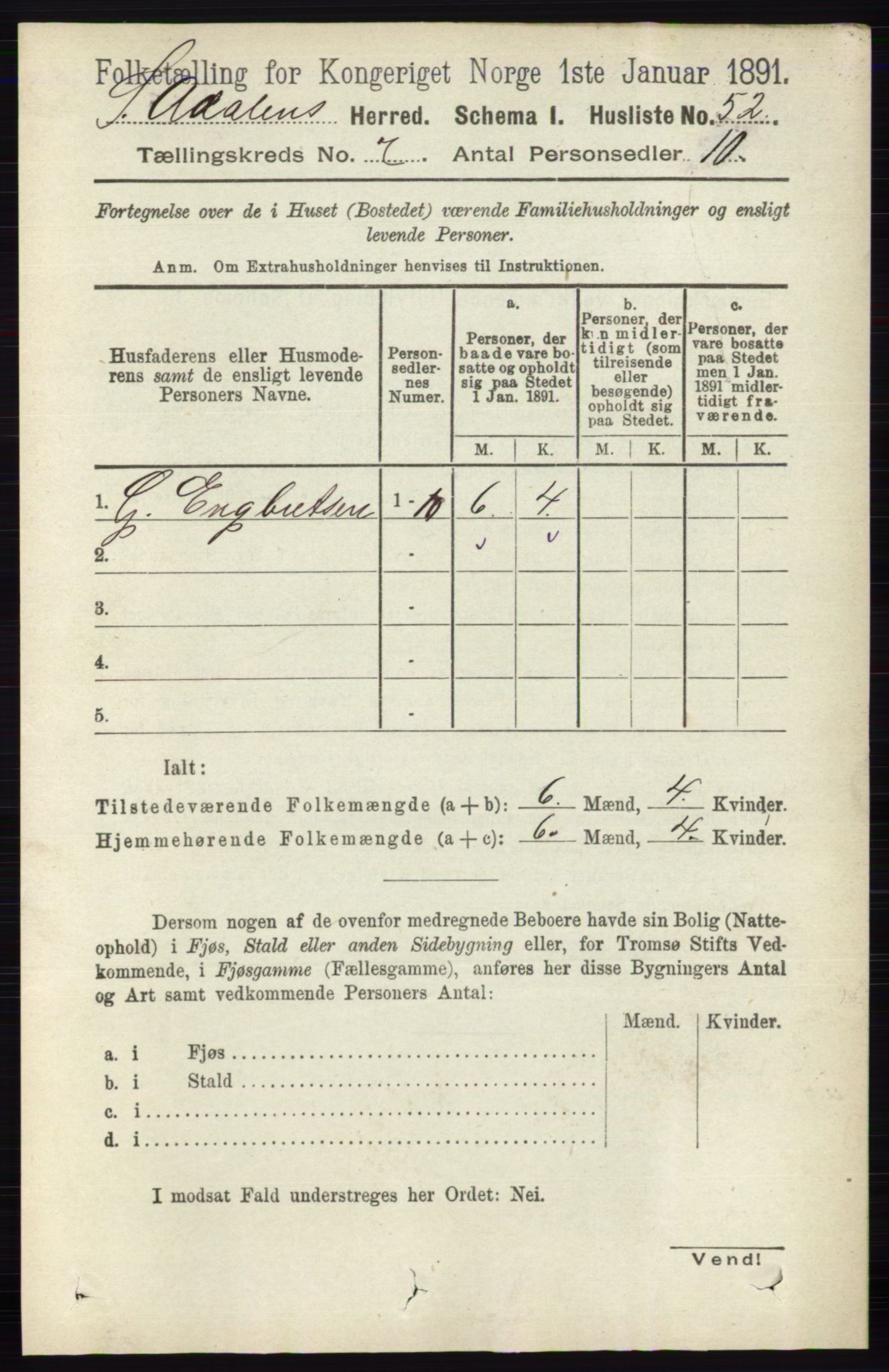 RA, 1891 census for 0419 Sør-Odal, 1891, p. 3544