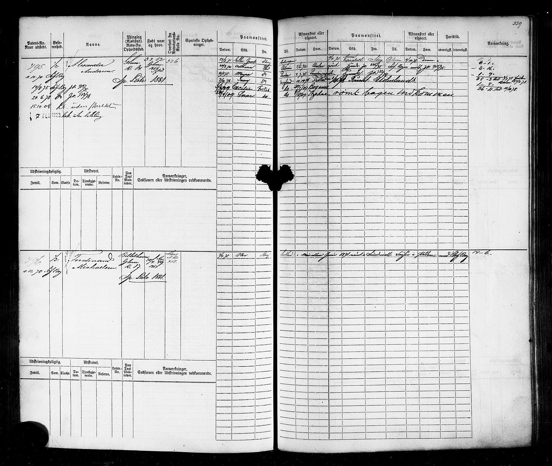Fredrikstad mønstringskontor, AV/SAO-A-10569b/F/Fc/Fcb/L0003: Hovedrulle, 1863-1871, p. 233