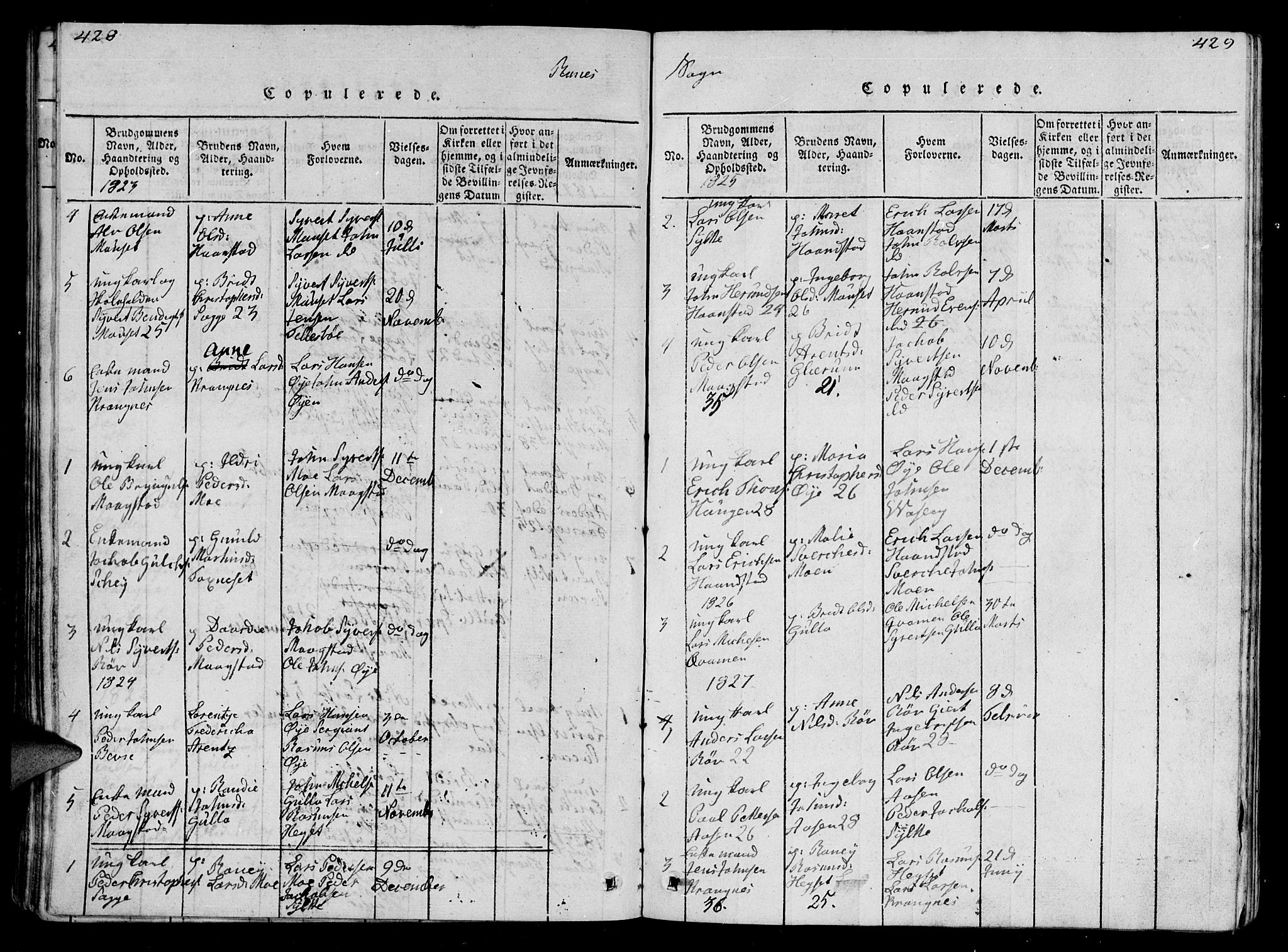 Ministerialprotokoller, klokkerbøker og fødselsregistre - Møre og Romsdal, AV/SAT-A-1454/595/L1050: Parish register (copy) no. 595C02, 1819-1834, p. 428-429