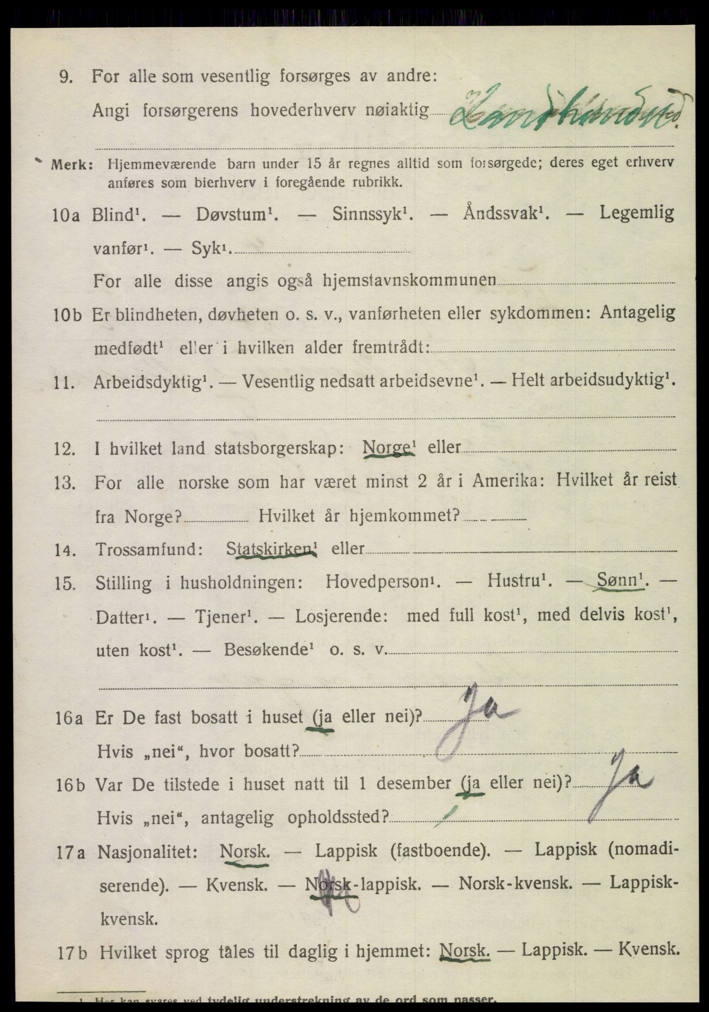 SAT, 1920 census for Tjøtta, 1920, p. 1430