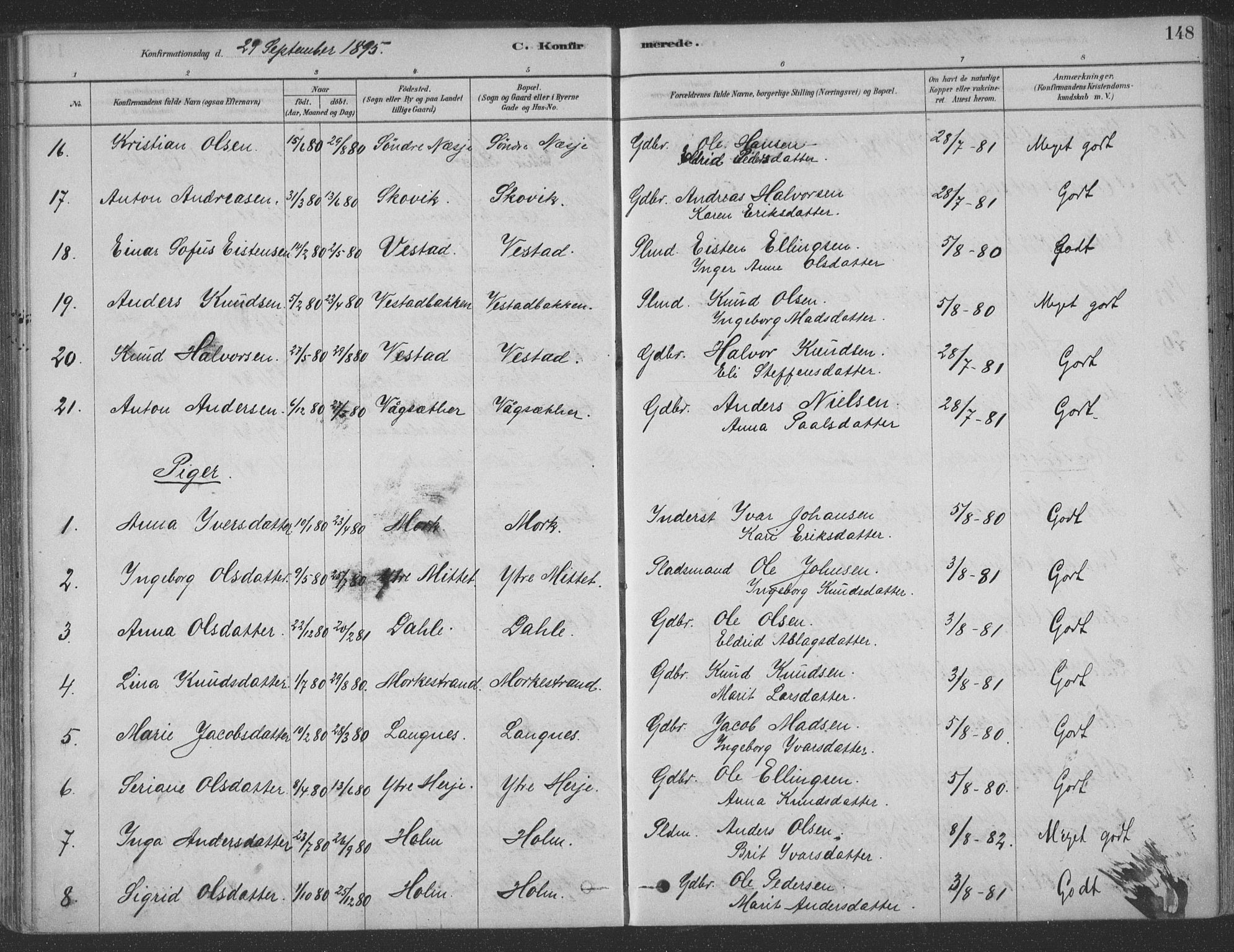 Ministerialprotokoller, klokkerbøker og fødselsregistre - Møre og Romsdal, AV/SAT-A-1454/547/L0604: Parish register (official) no. 547A06, 1878-1906, p. 148