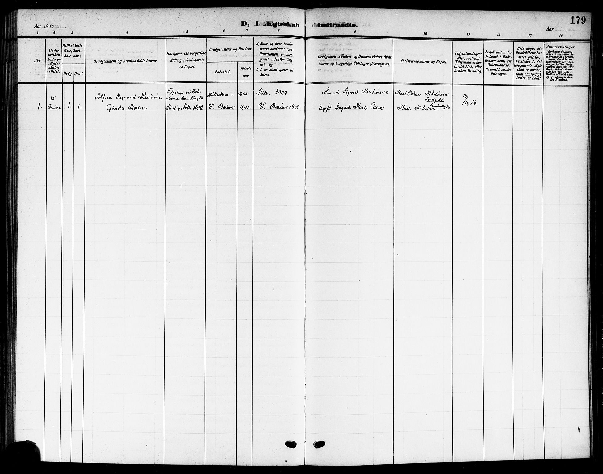 Skedsmo prestekontor Kirkebøker, AV/SAO-A-10033a/G/Gc/L0001: Parish register (copy) no. III 1, 1908-1916, p. 179