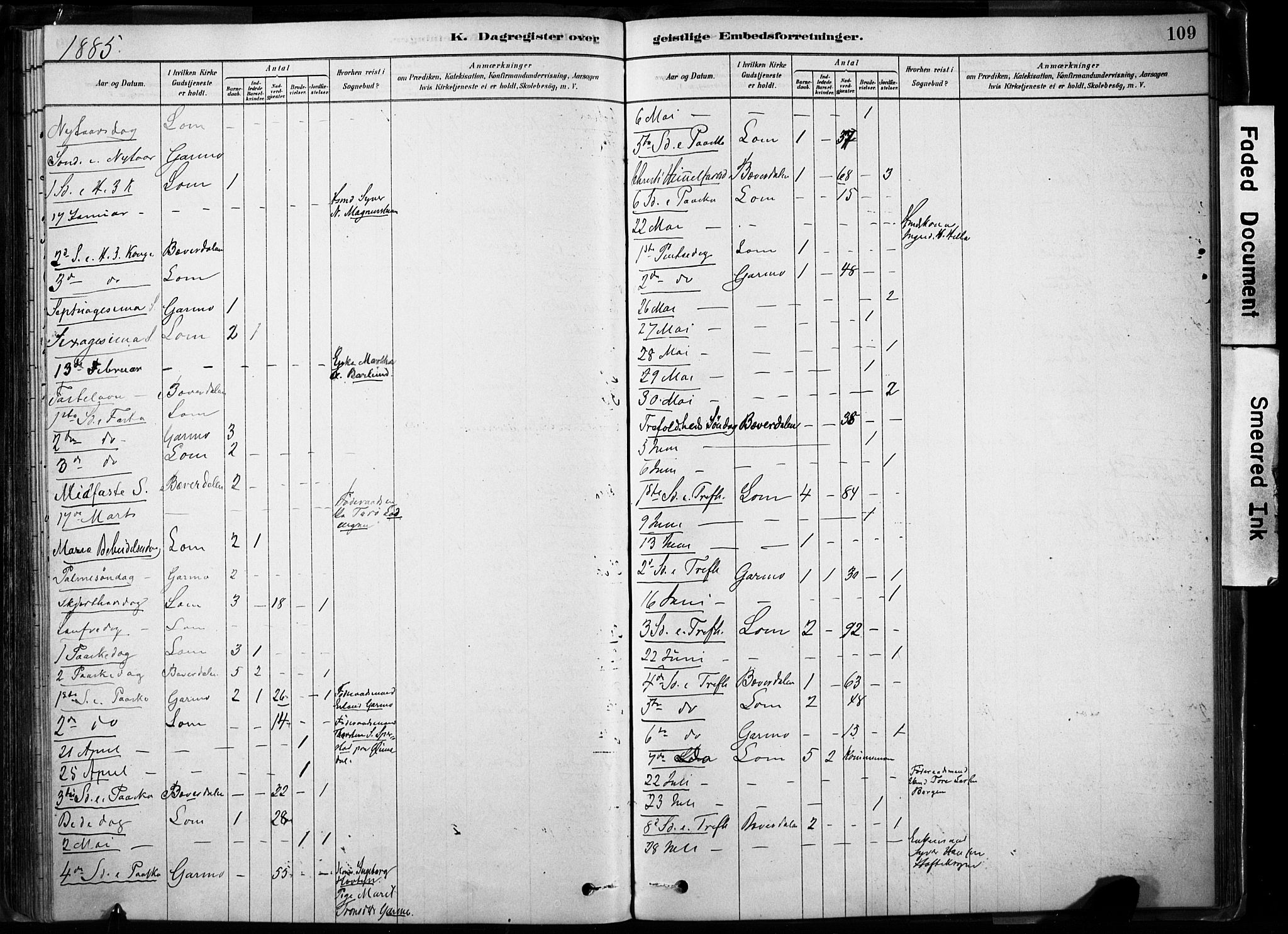 Lom prestekontor, SAH/PREST-070/K/L0009: Parish register (official) no. 9, 1878-1907, p. 109