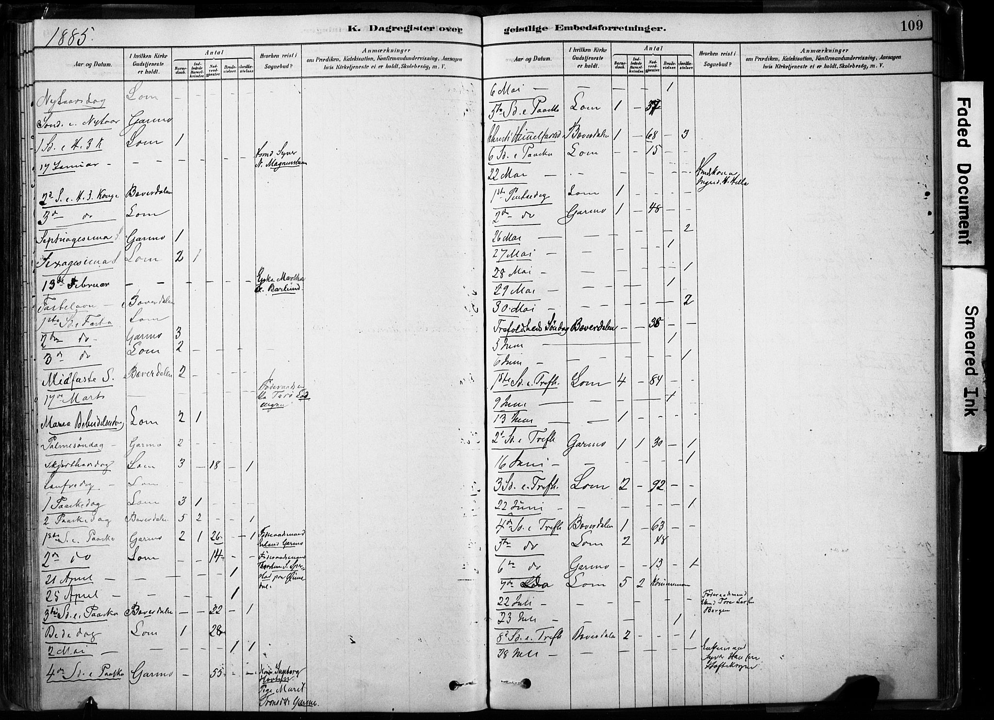 Lom prestekontor, AV/SAH-PREST-070/K/L0009: Parish register (official) no. 9, 1878-1907, p. 109