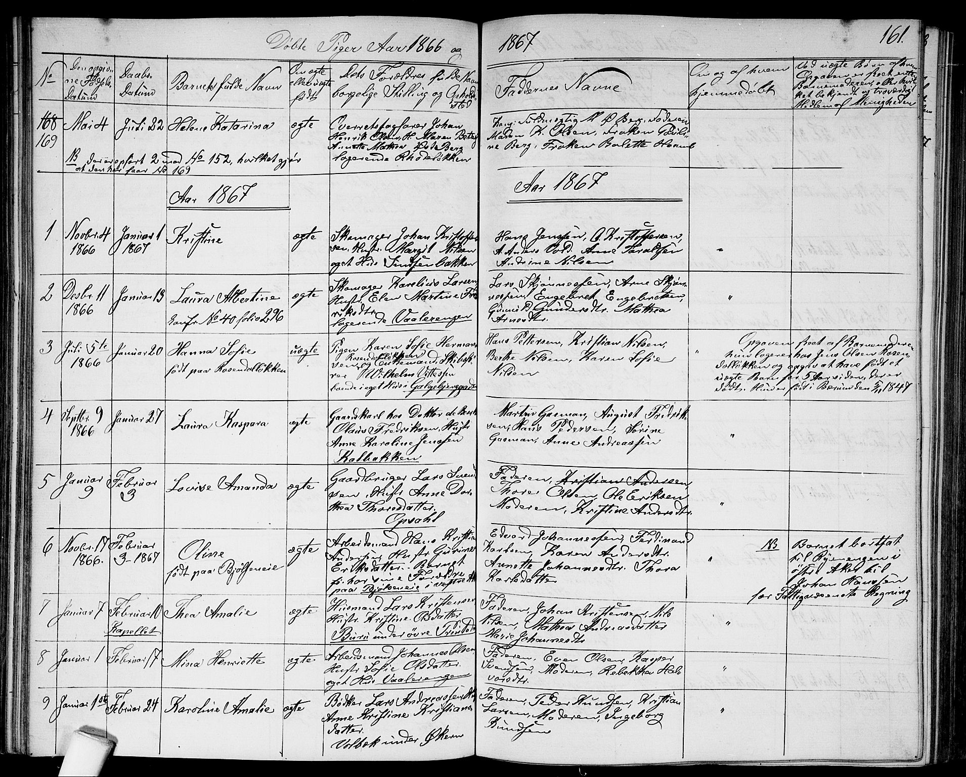 Østre Aker prestekontor Kirkebøker, SAO/A-10840/G/Ga/L0002: Parish register (copy) no. I 2, 1861-1867, p. 161